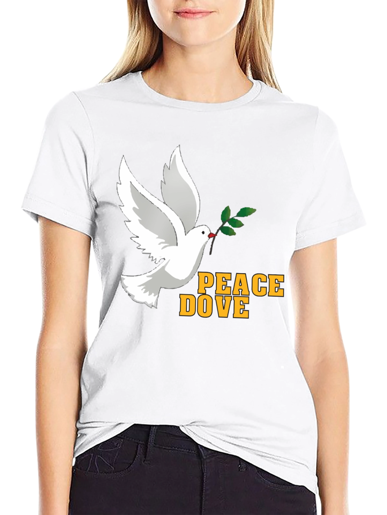Black Peace Dove Graphic T-Shirt - Soft Cotton Blend, Black view 9