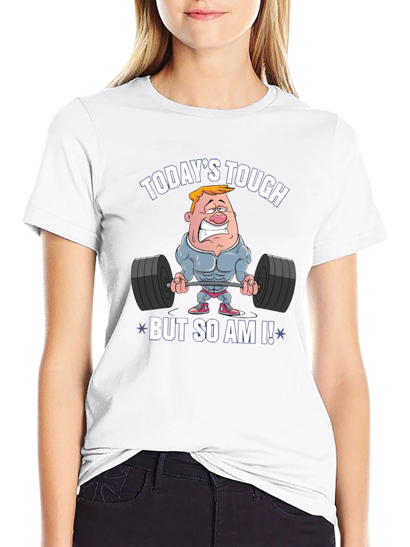 Black Today's Tough But So Am I! Funny Workout T-Shirt view 9