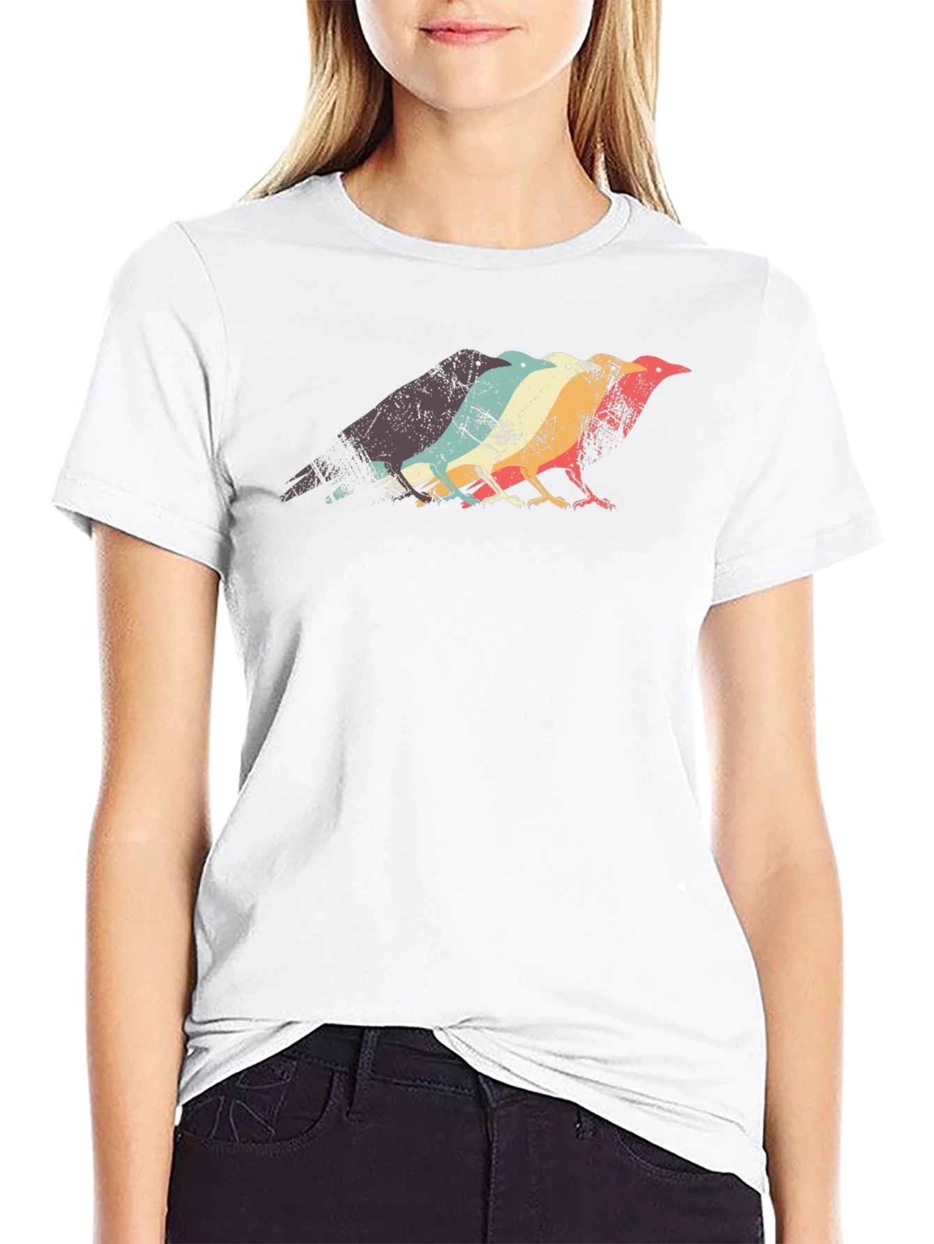 Black Retro Crow T-Shirt - Vintage Bird Graphic Tee view 9