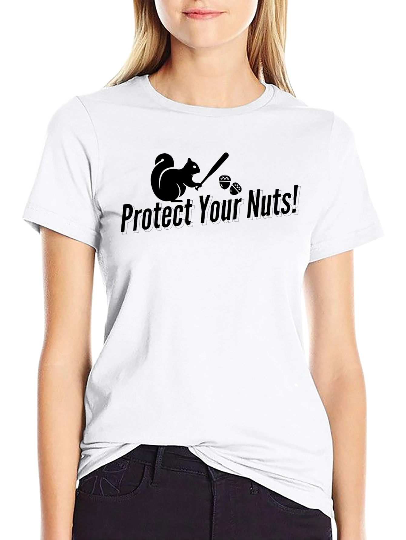 Black Protect Your Nuts! Squirrel Graphic Tee view 9