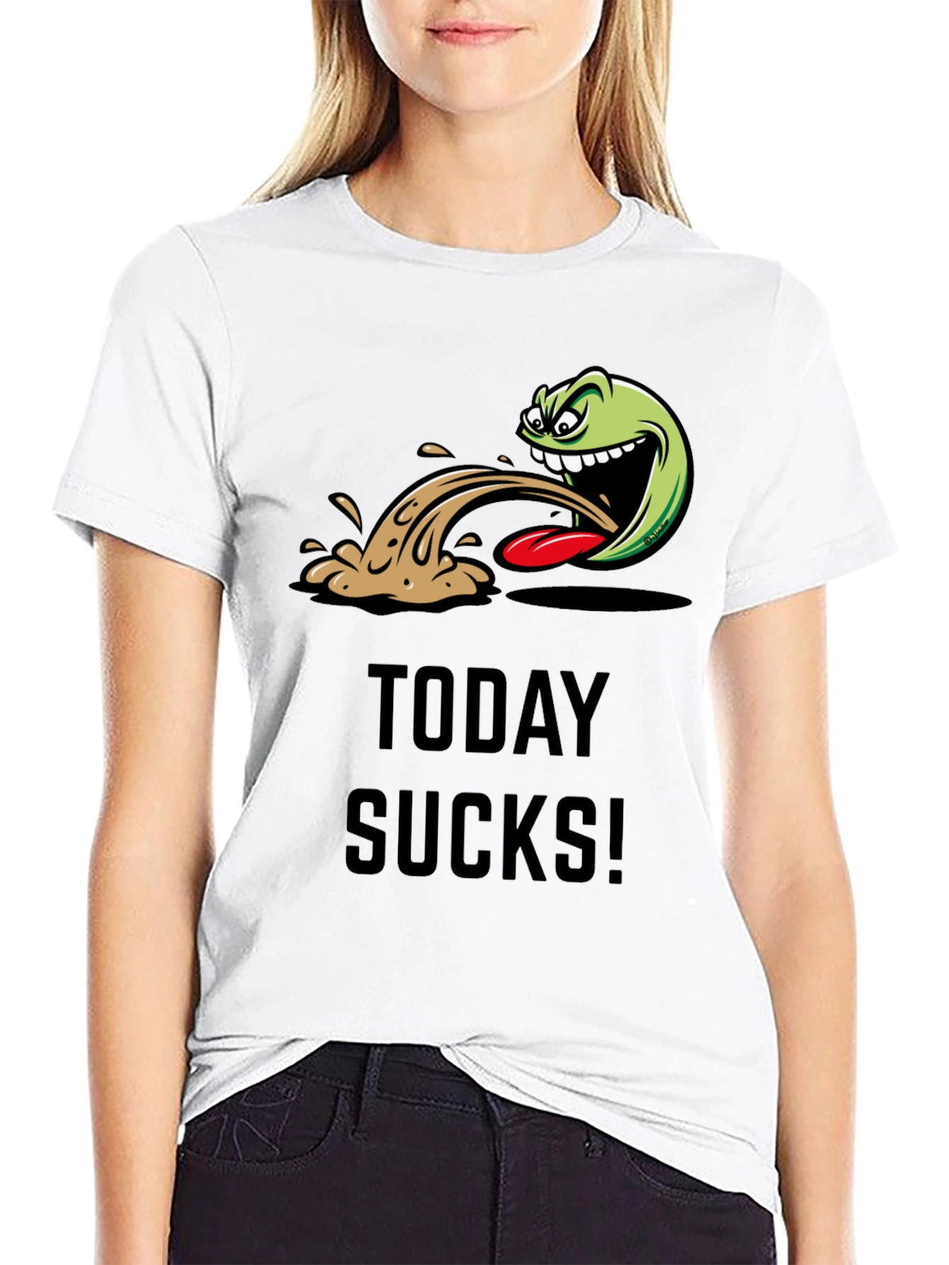 Black Today Sucks Graphic Tee - Black Cotton Blend T-Shirt view 9