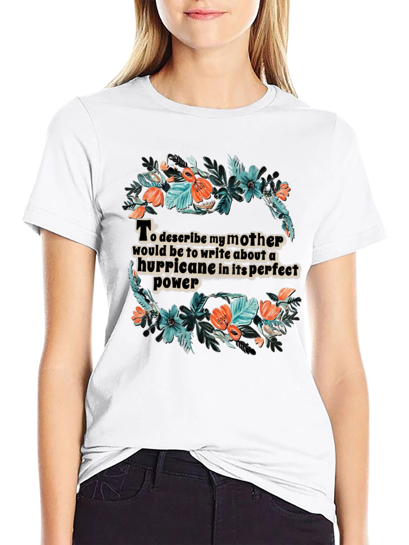 Black Floral Hurricane Mother T-Shirt view 9