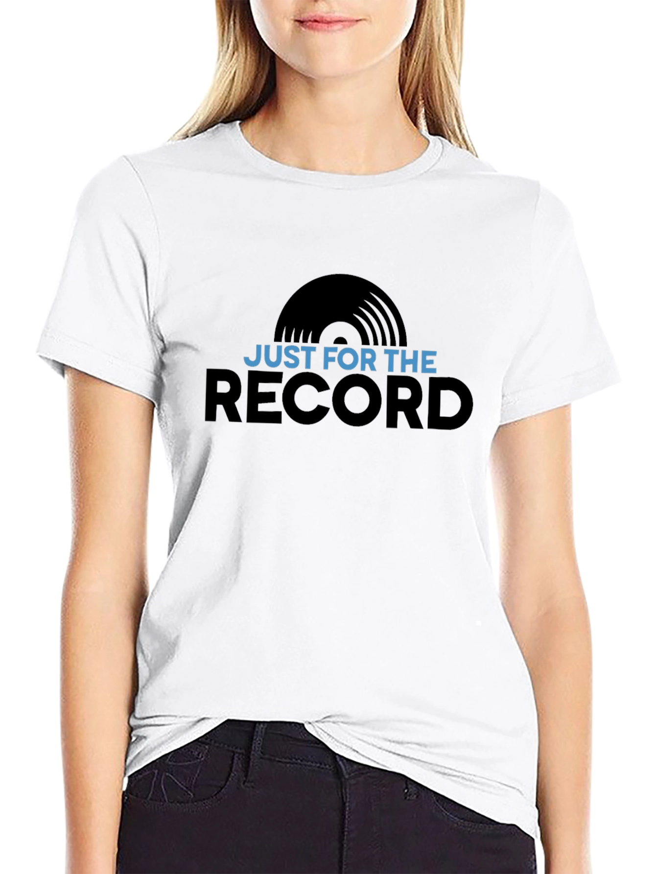 Black Just For The Record Graphic Tee - Black Cotton T-Shirt view 9
