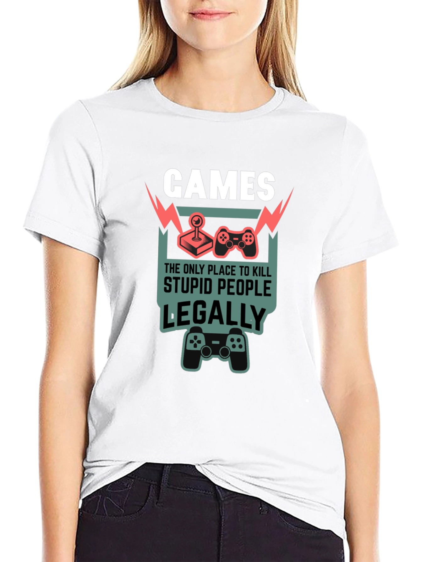 Black Games Kill Stupid People Legally T-Shirt view 9