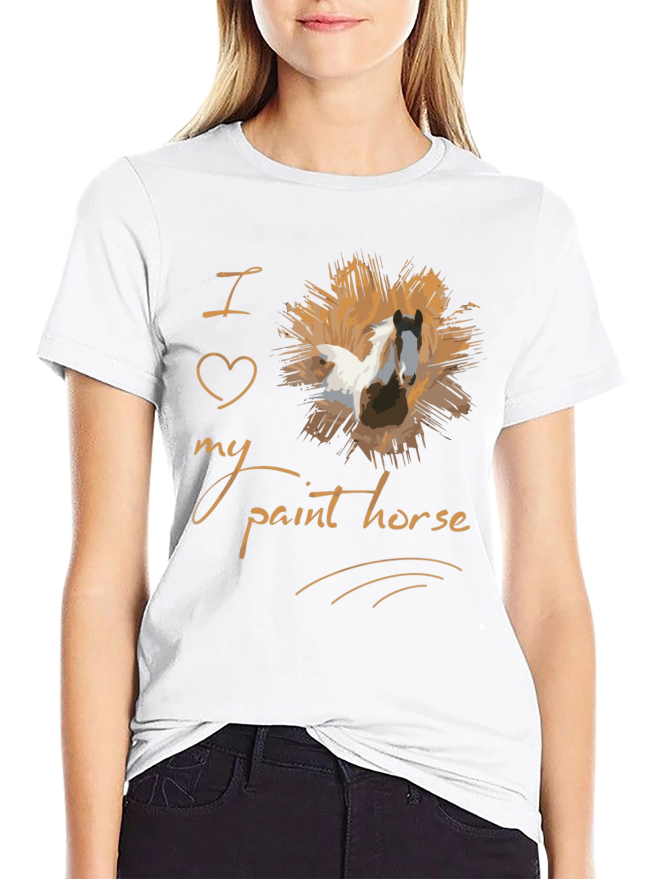 Black I Love My Paint Horse Graphic T-Shirt view 9
