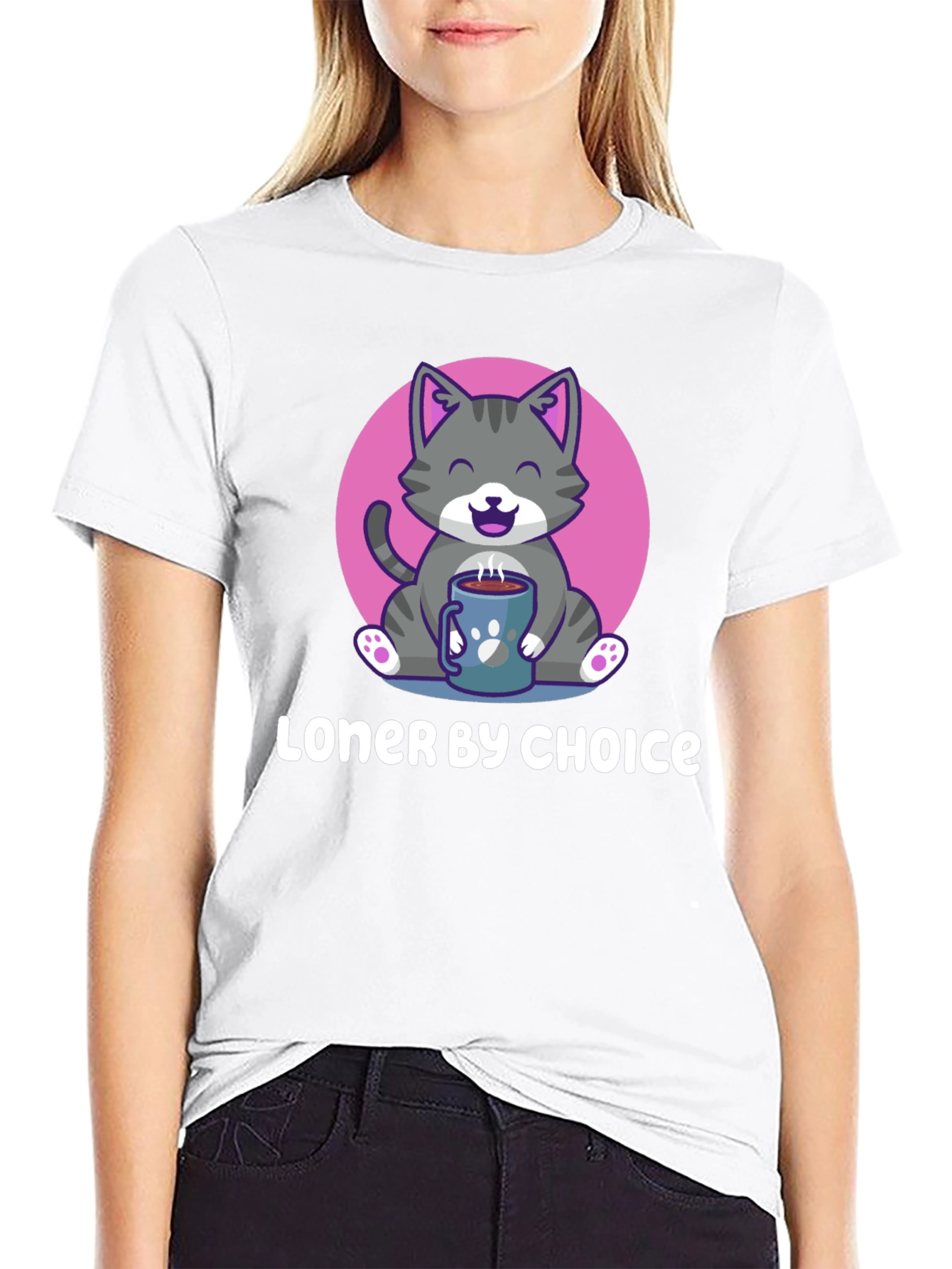 Black Loner by Choice Cat T-Shirt view 9