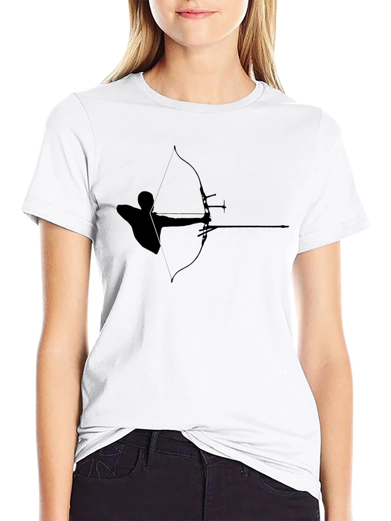 Black Archery Silhouette Graphic Tee - Black Cotton T-Shirt view 9