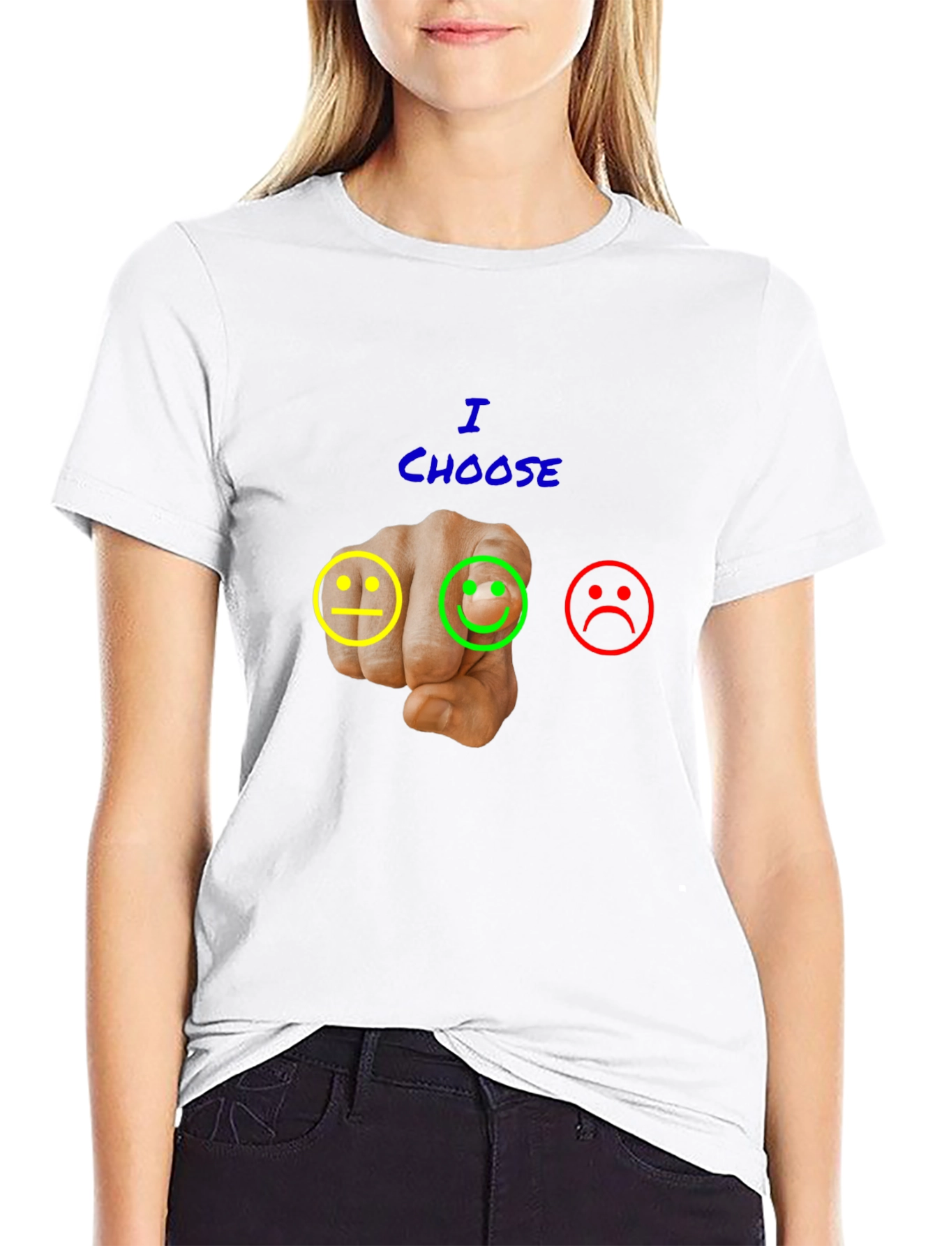 Black Choose Happy Graphic T-Shirt - Black Casual Tee view 9