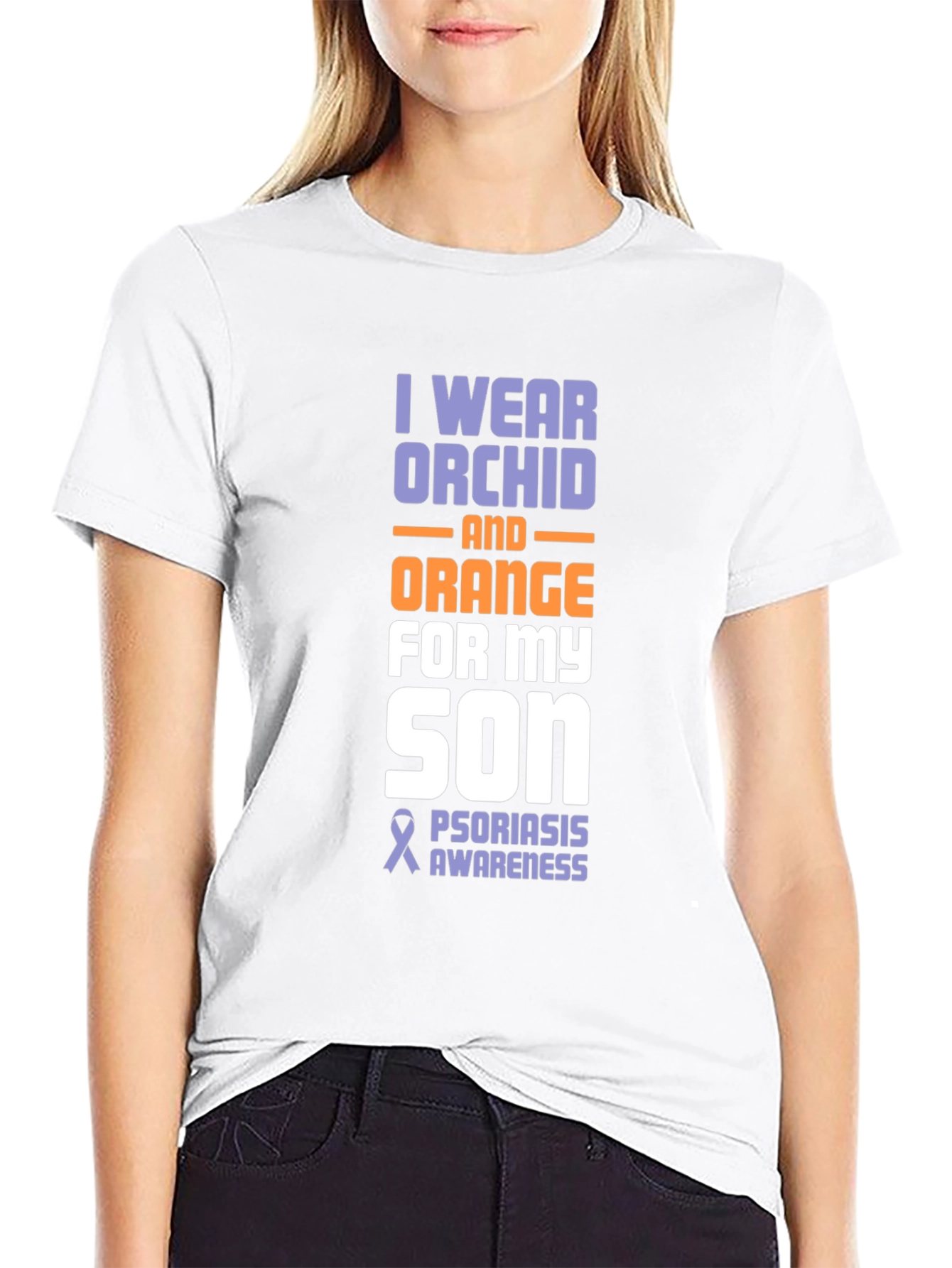 Orchid & Orange Psoriasis Awareness Son T-Shirt - 9