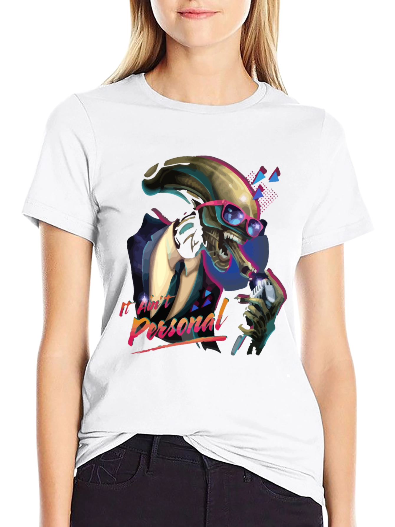 Black Retro Alien Suit T-Shirt - "It Ain't Personal" view 9