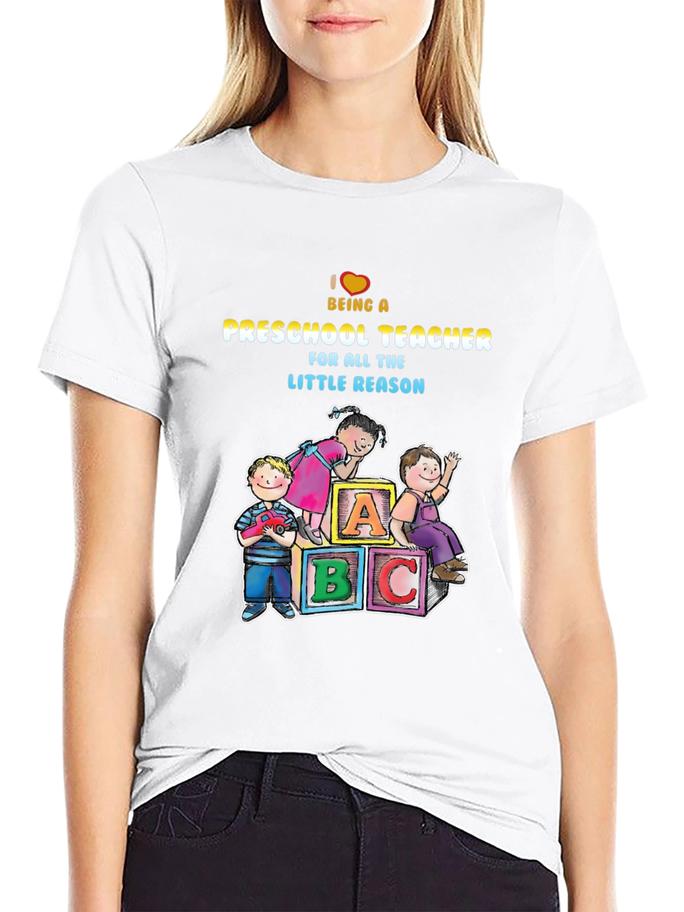 Black Preschool Teacher Graphic Tee view 9