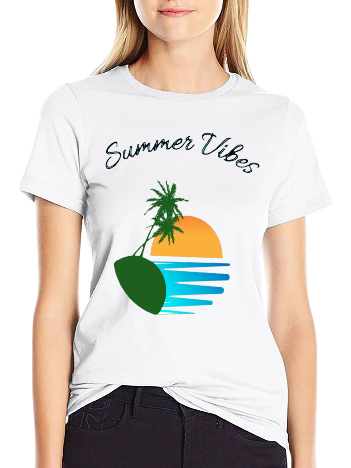 Black Summer Vibes Graphic T-Shirt view 9