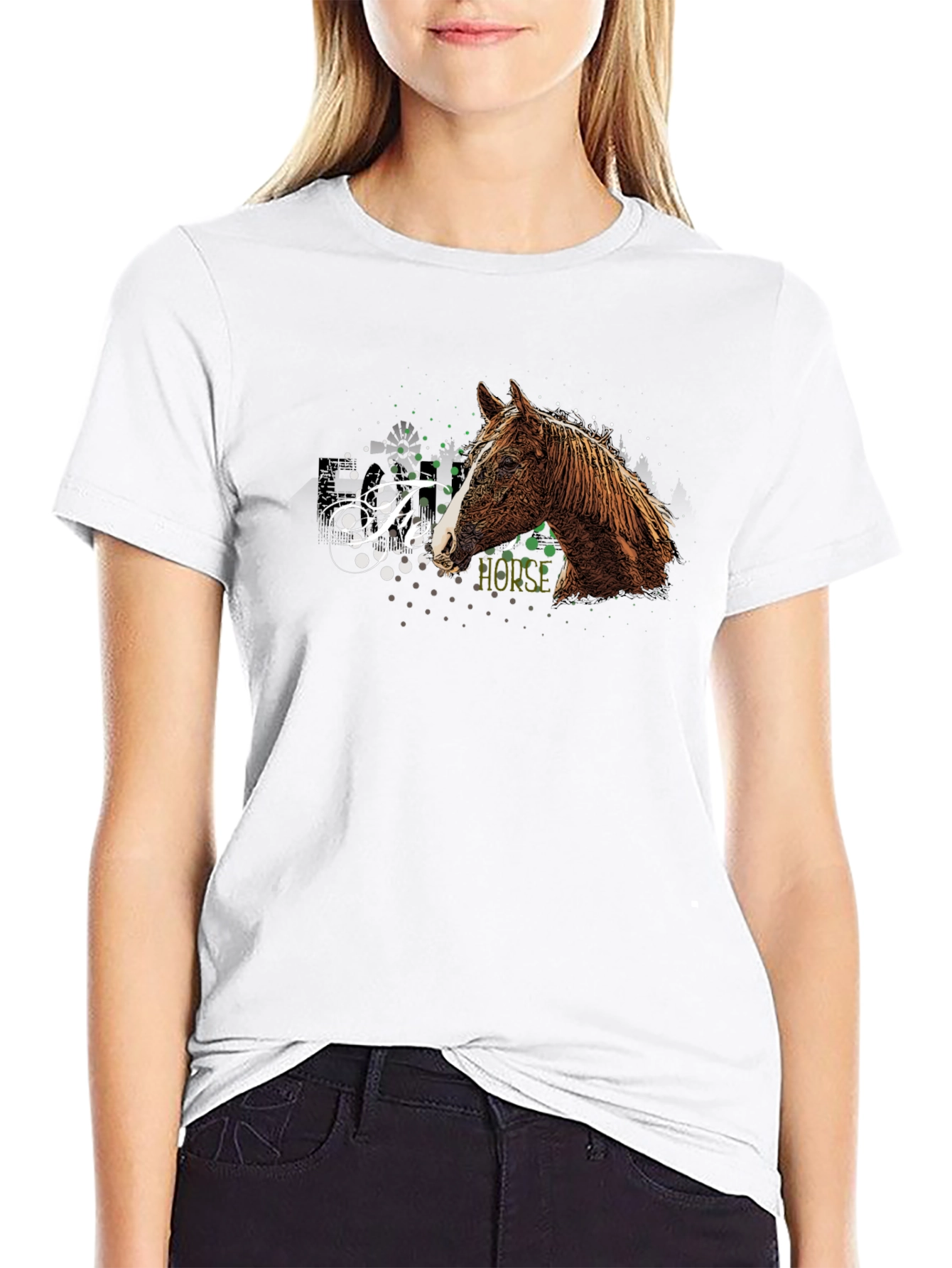 Black Horse Graphic Print Black T-Shirt view 9