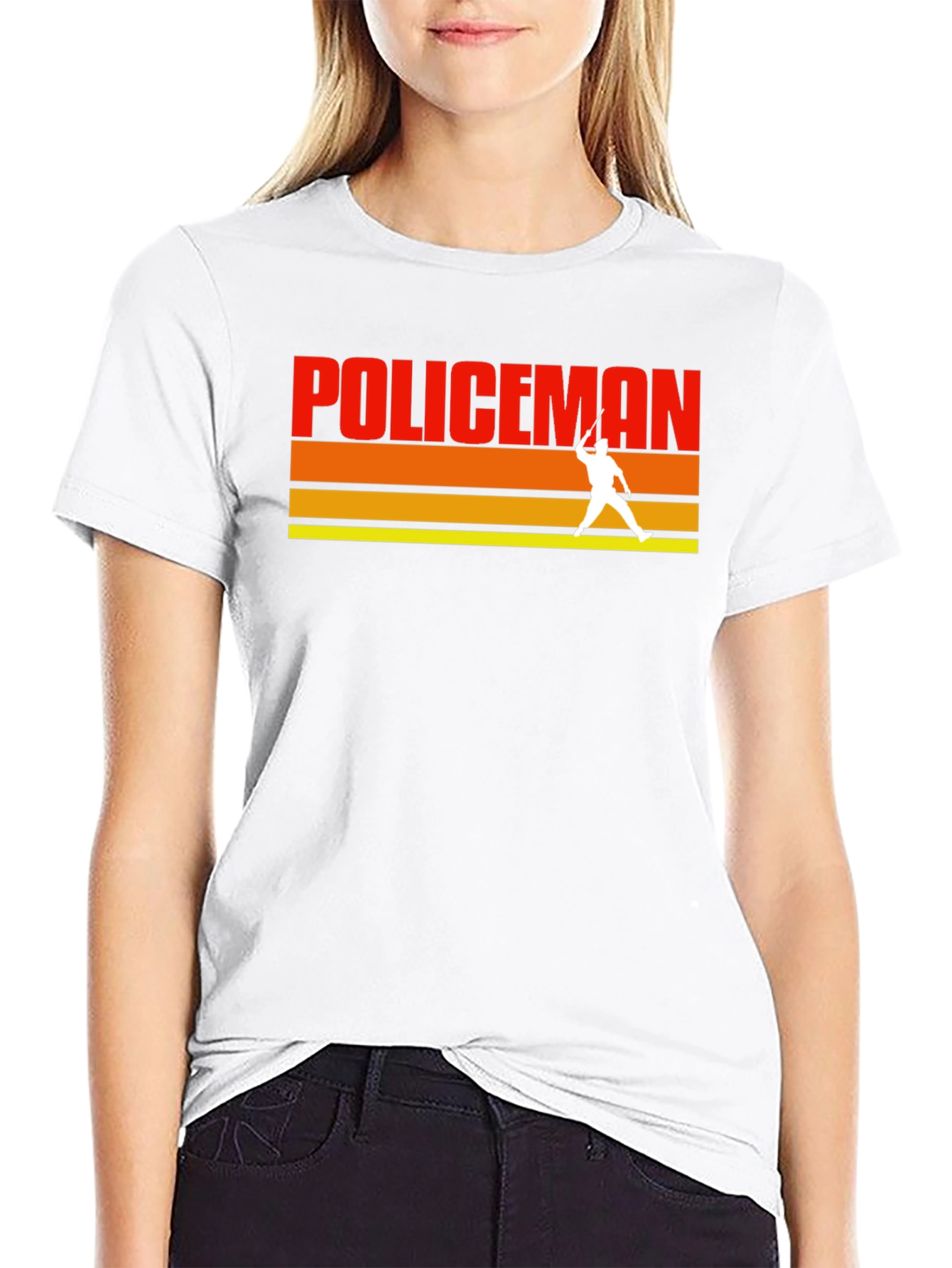Black Vintage Policeman Silhouette T-Shirt view 9