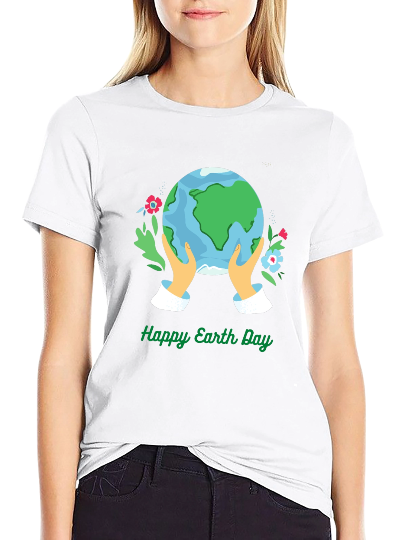 Black Happy Earth Day Graphic Tee - Black view 9