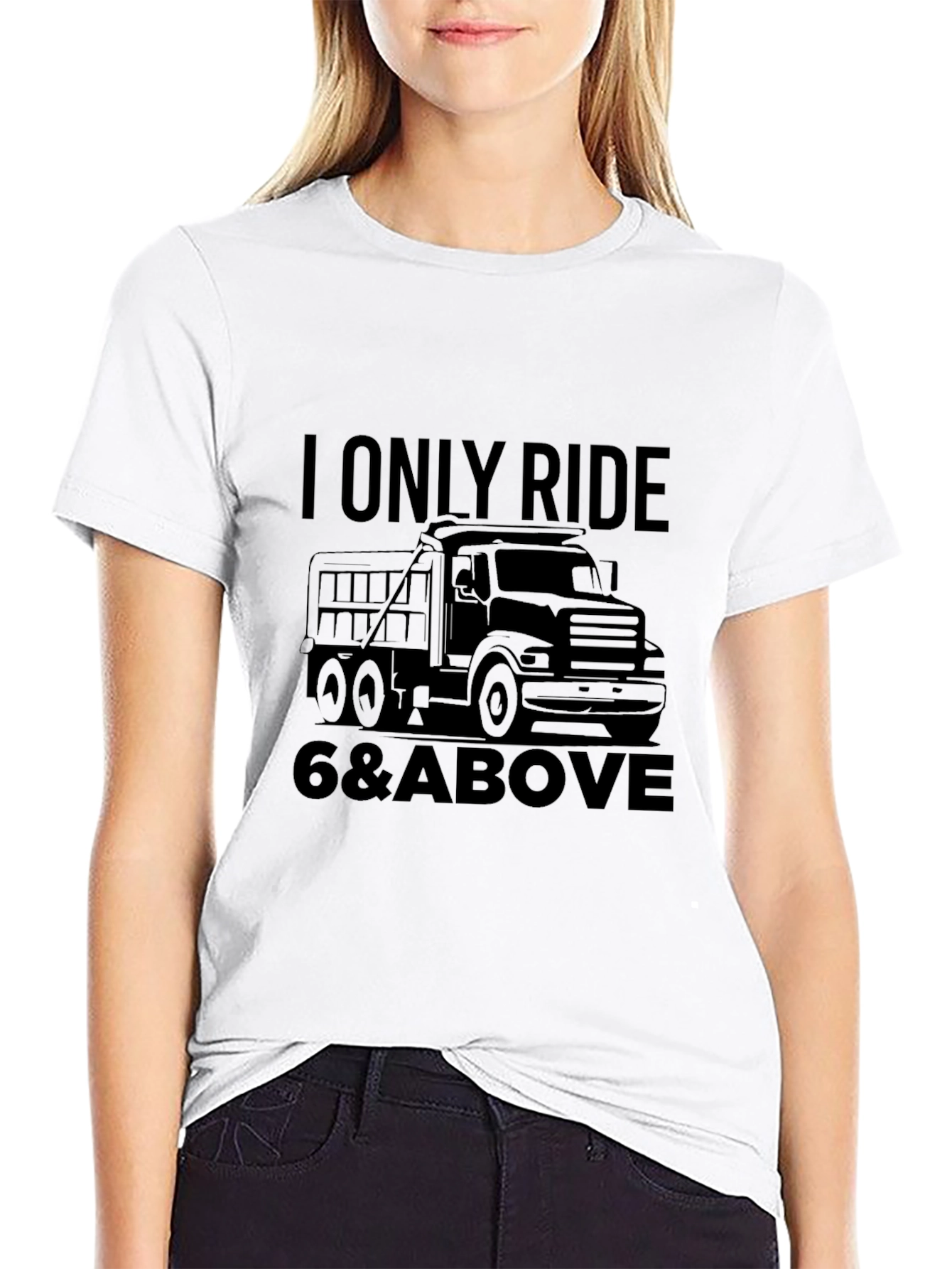 Black I Only Ride 6 & Above Truck Black T-Shirt view 9