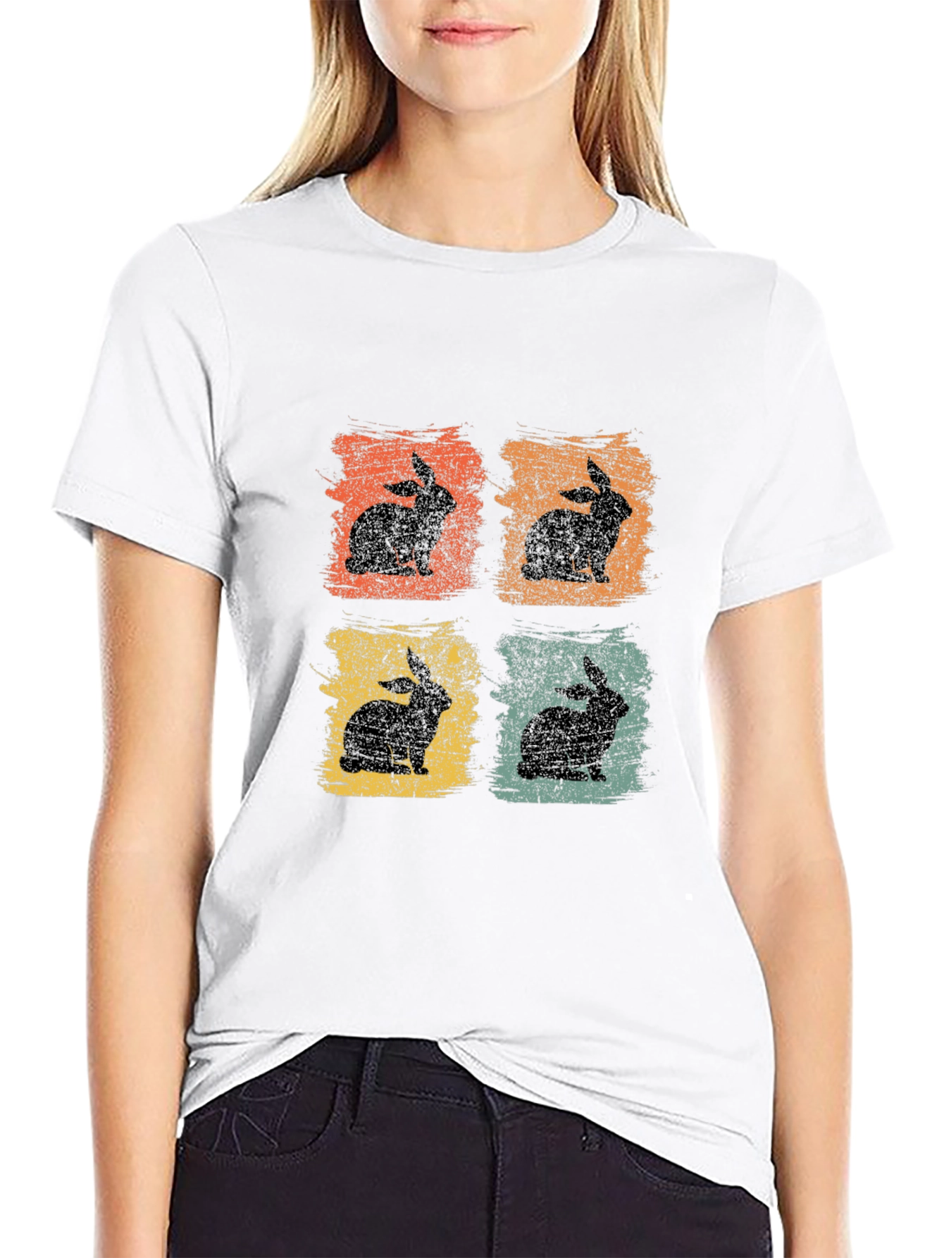 Black Retro Rabbit Graphic Tee - Men's Black T-Shirt view 9