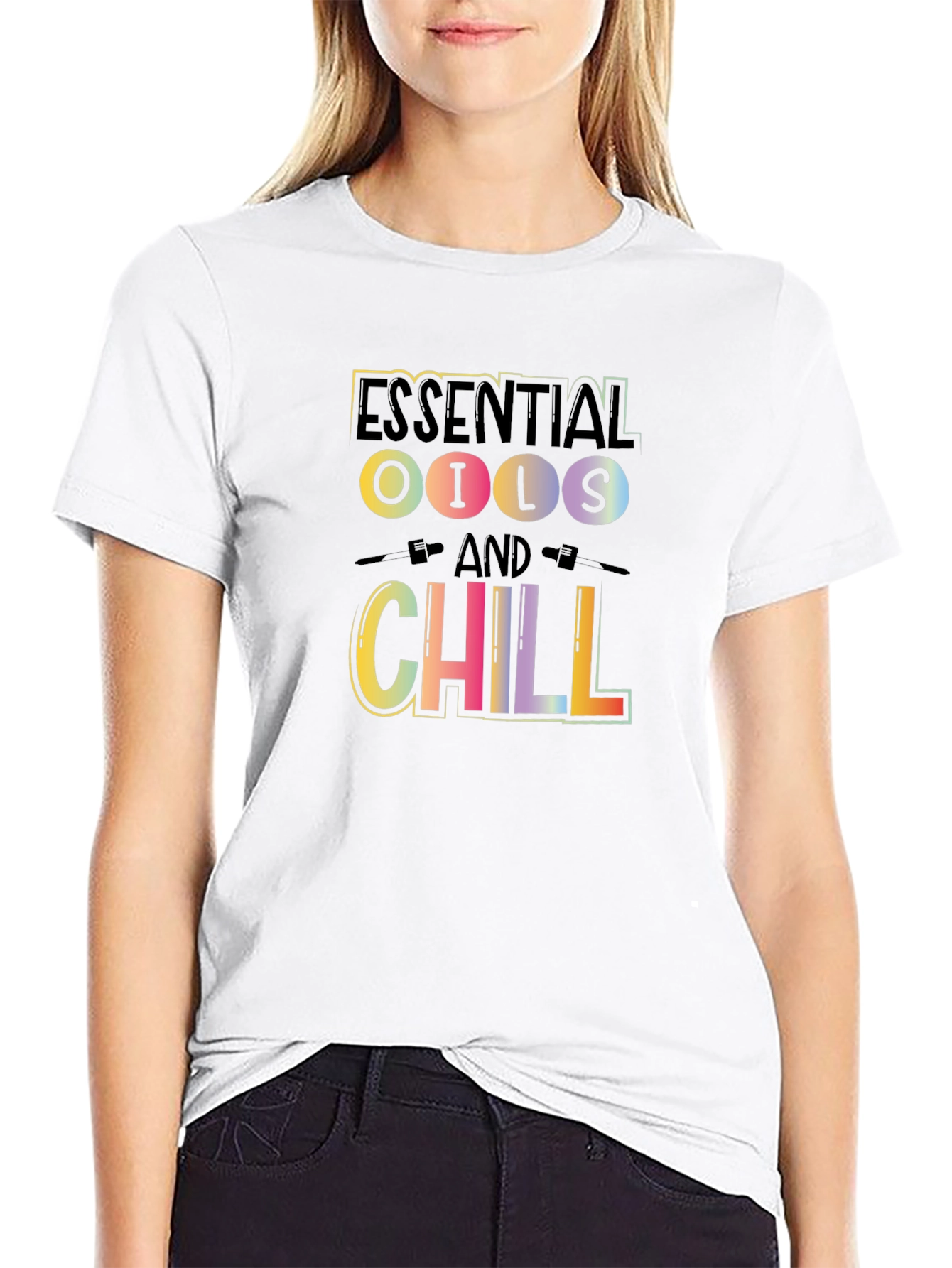 Black Essential Oils & Chill Black Graphic Tee view 9