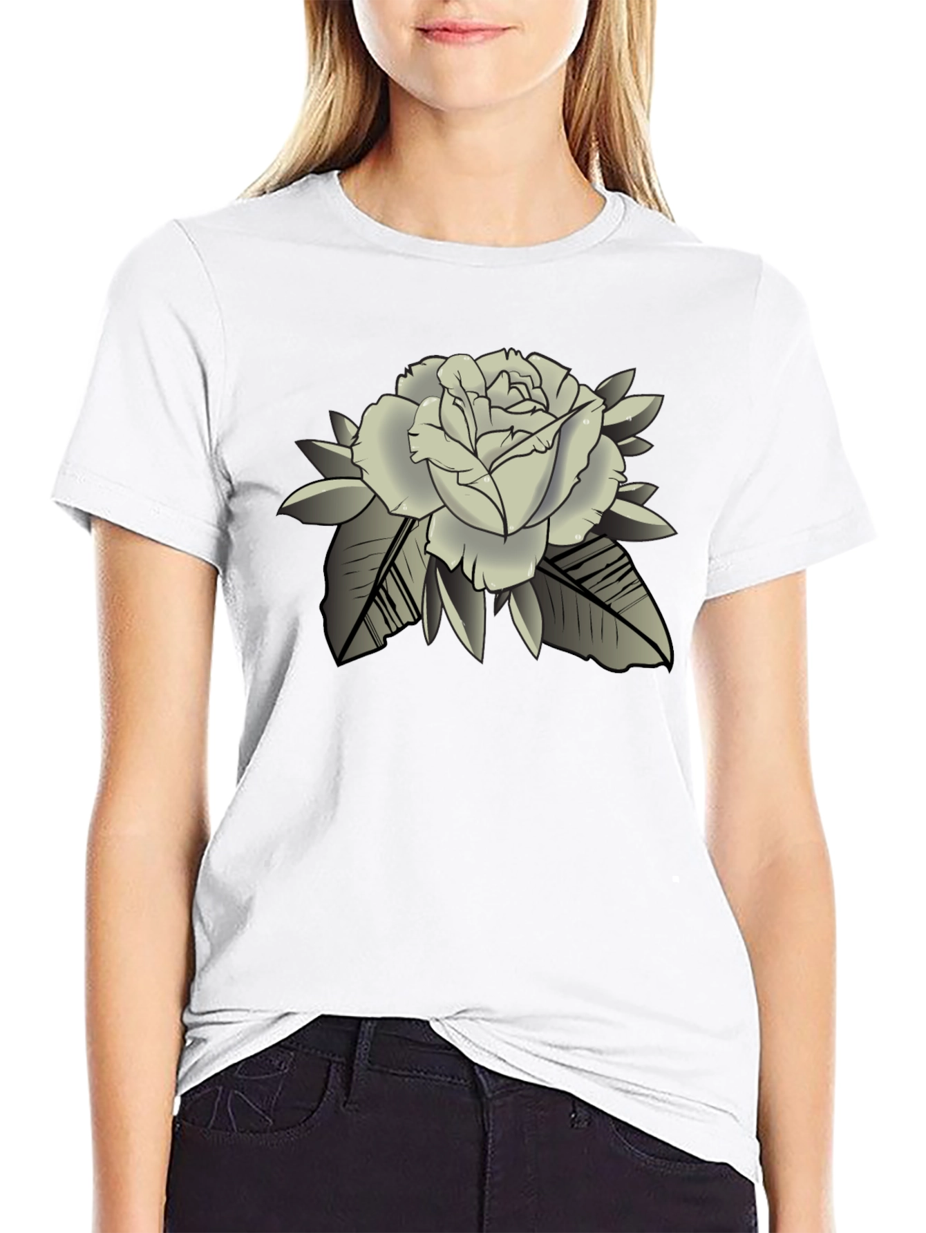 Black Rose Graphic Black T-Shirt - Classic Style view 9