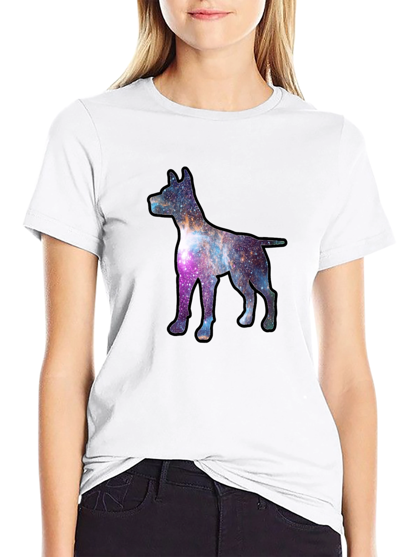 Black Galaxy Dog Graphic Tee - Black view 9