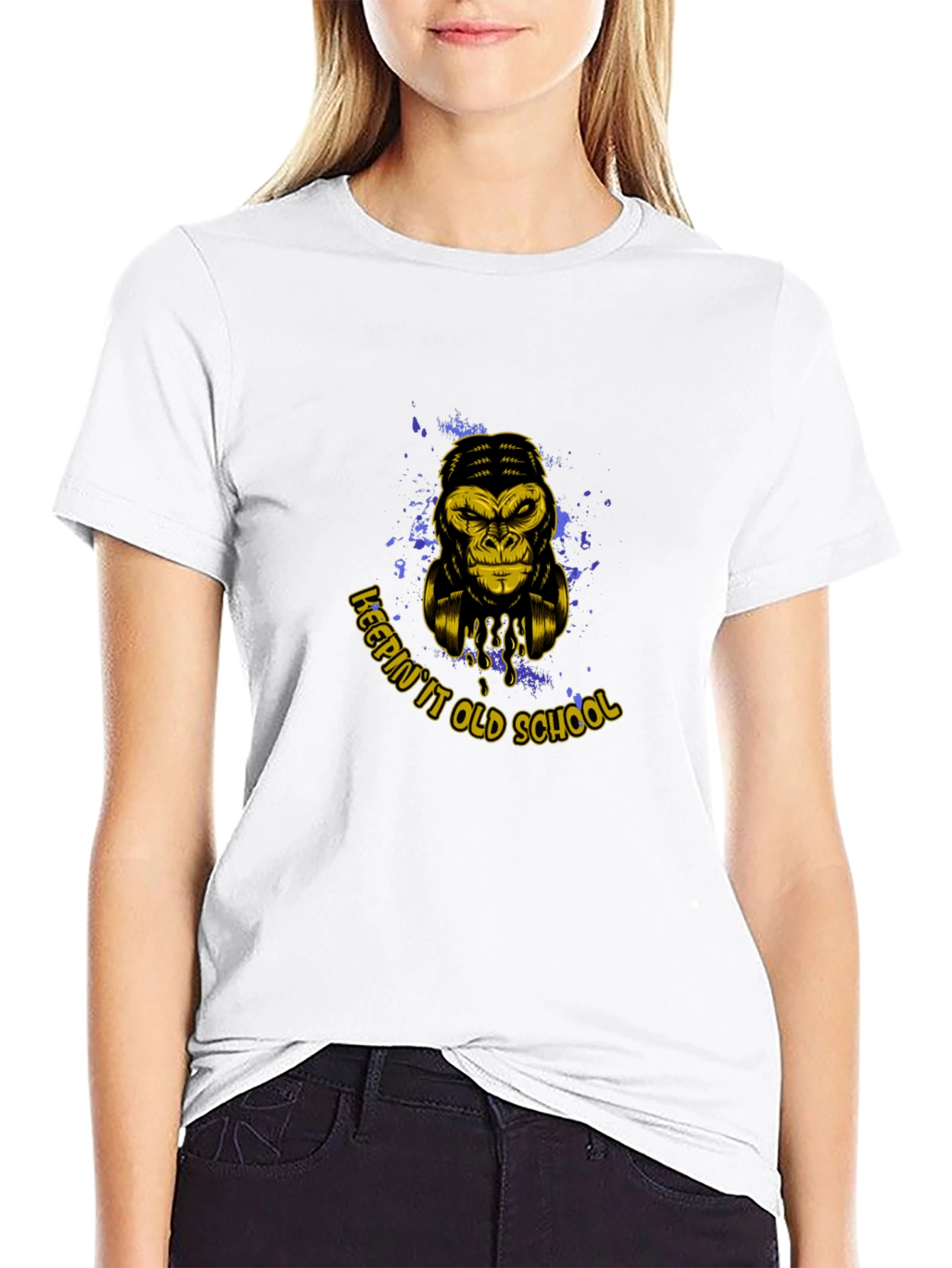 Black Keepin' It Old School Gorilla Graphic T-Shirt view 9