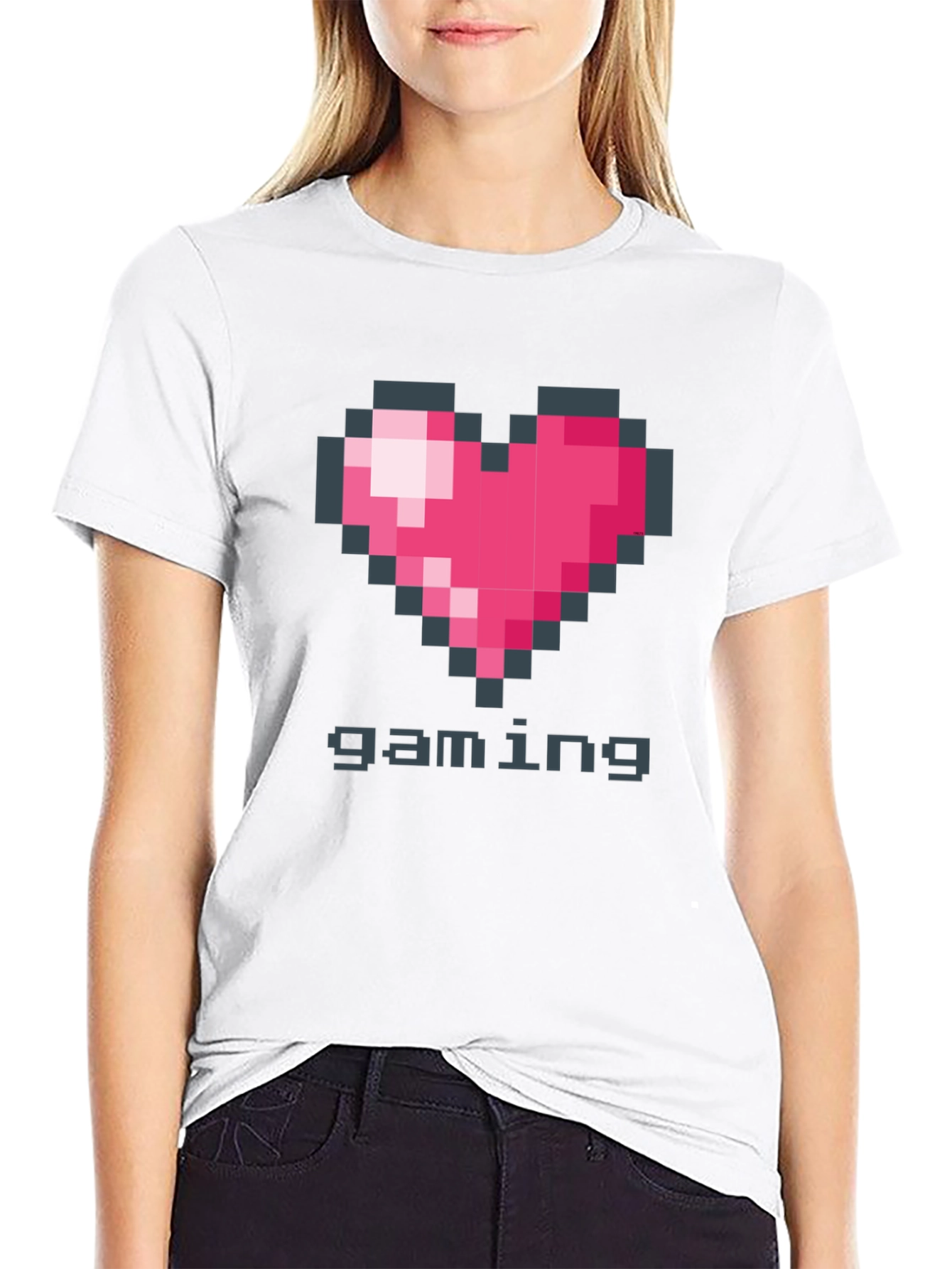 Black Pixel Heart Gaming T-Shirt view 9