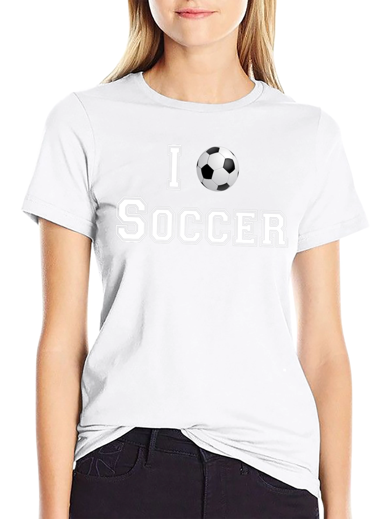 Black I Love Soccer T-Shirt - Stylish Design view 9