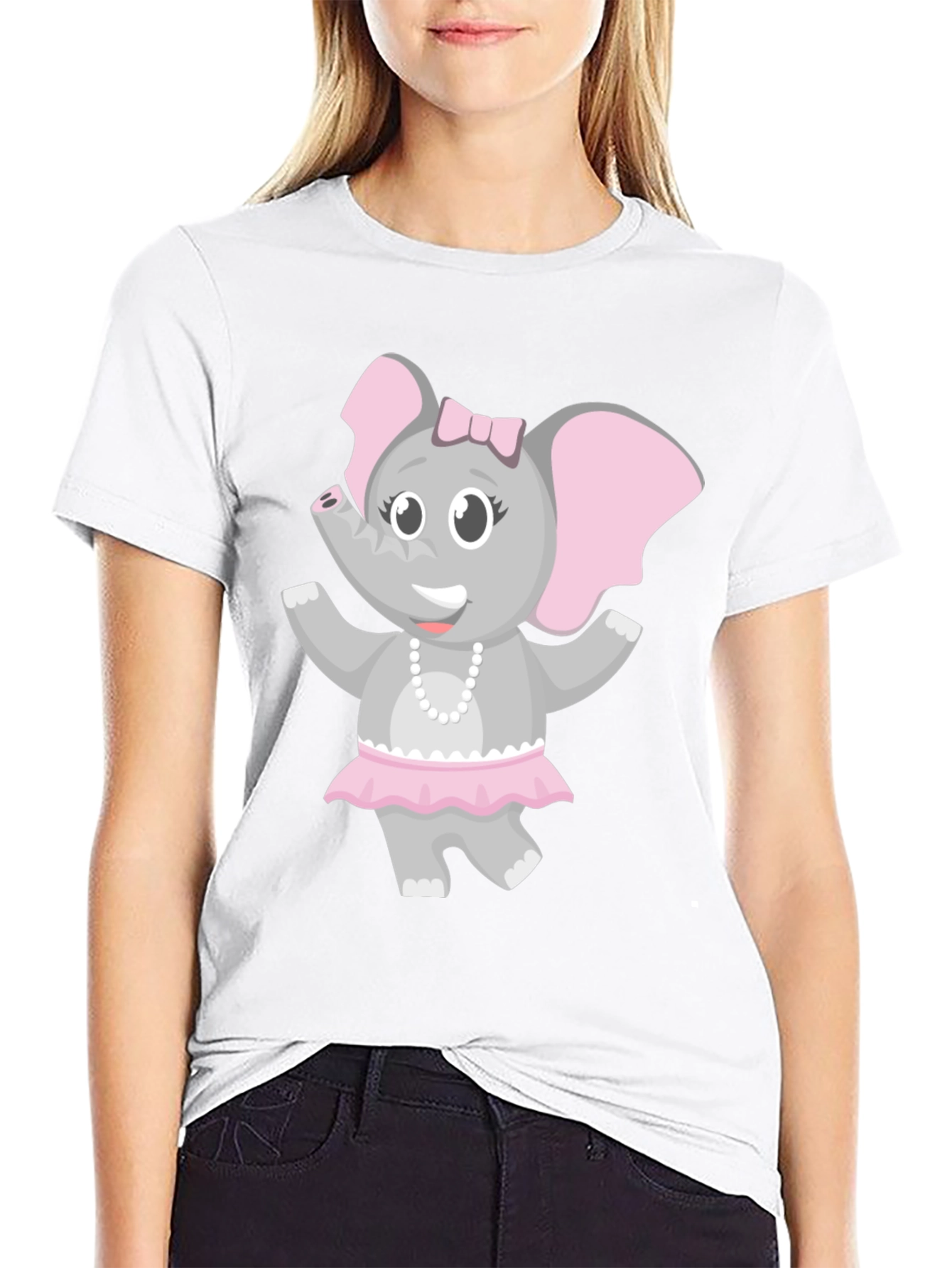 Black Cute Elephant Girl T-Shirt view 9