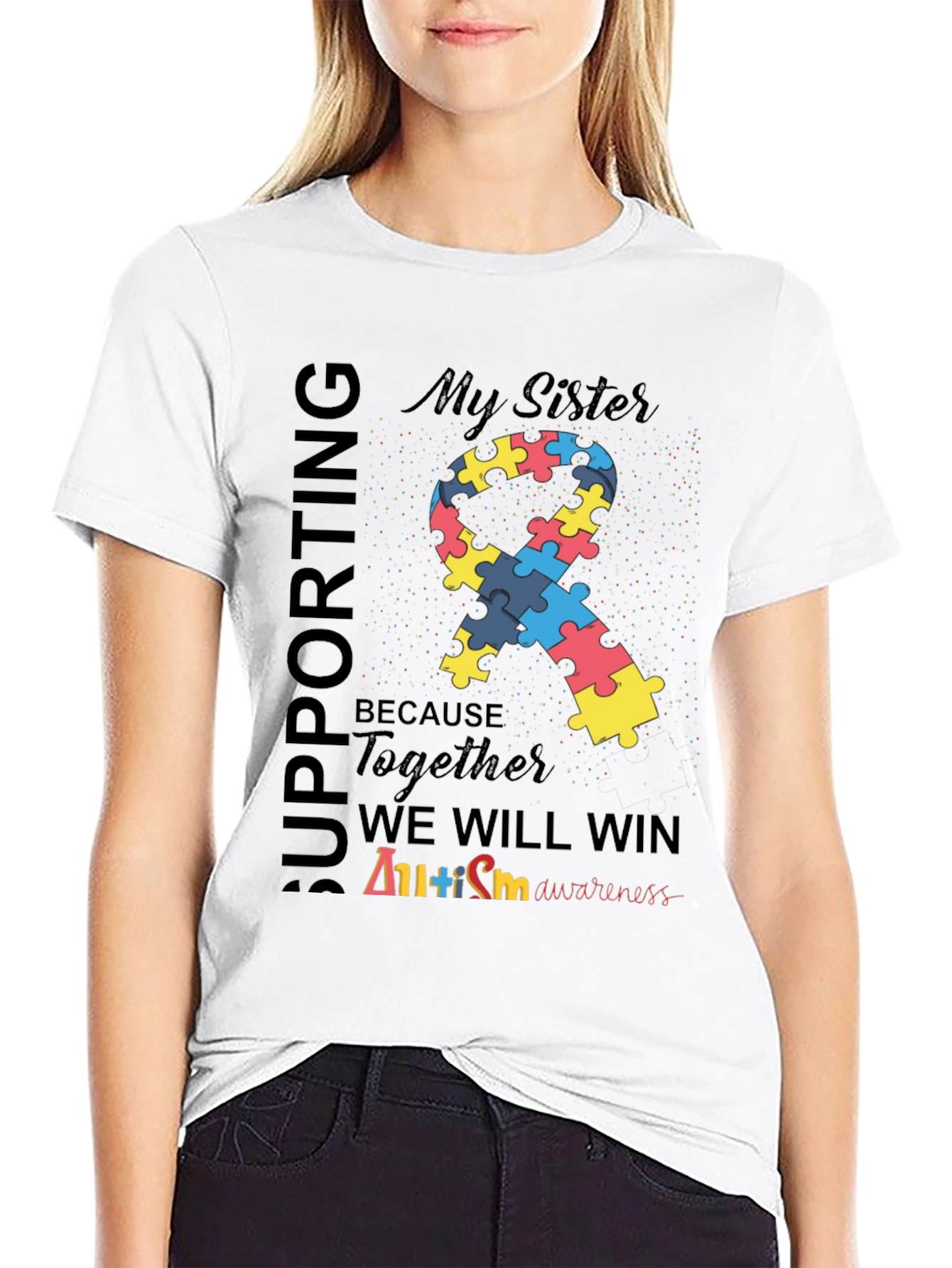 Autism Awareness T-Shirt - My Sister, Together We Win - 9