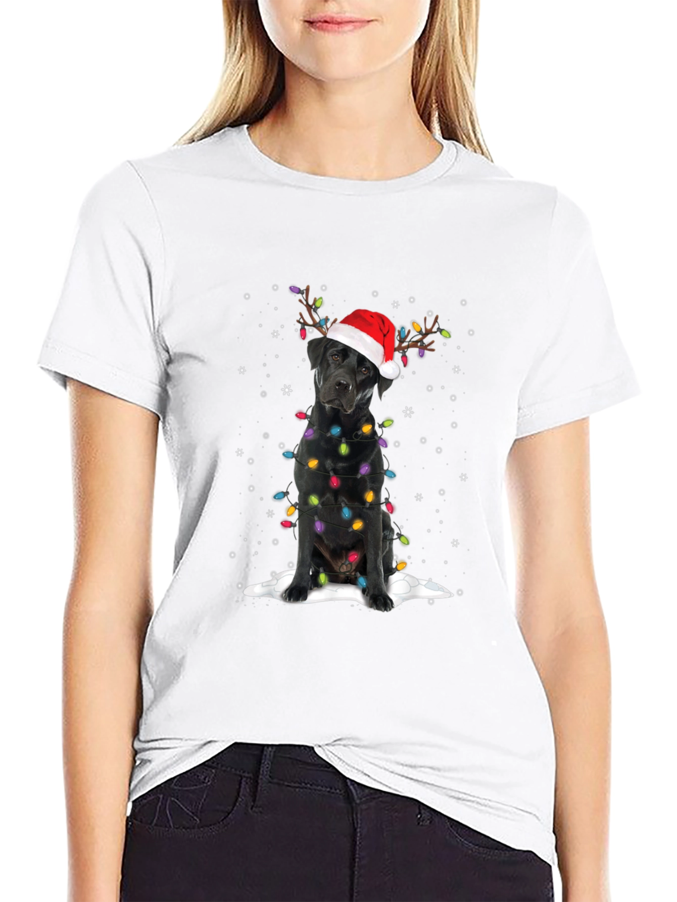 Festive Black Lab Christmas T-Shirt - 9