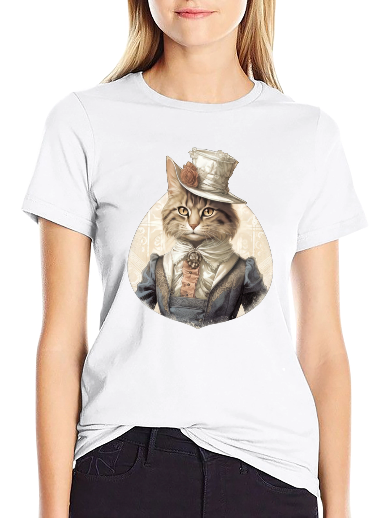 Black Steampunk Cat T-Shirt - Unique Design view 9