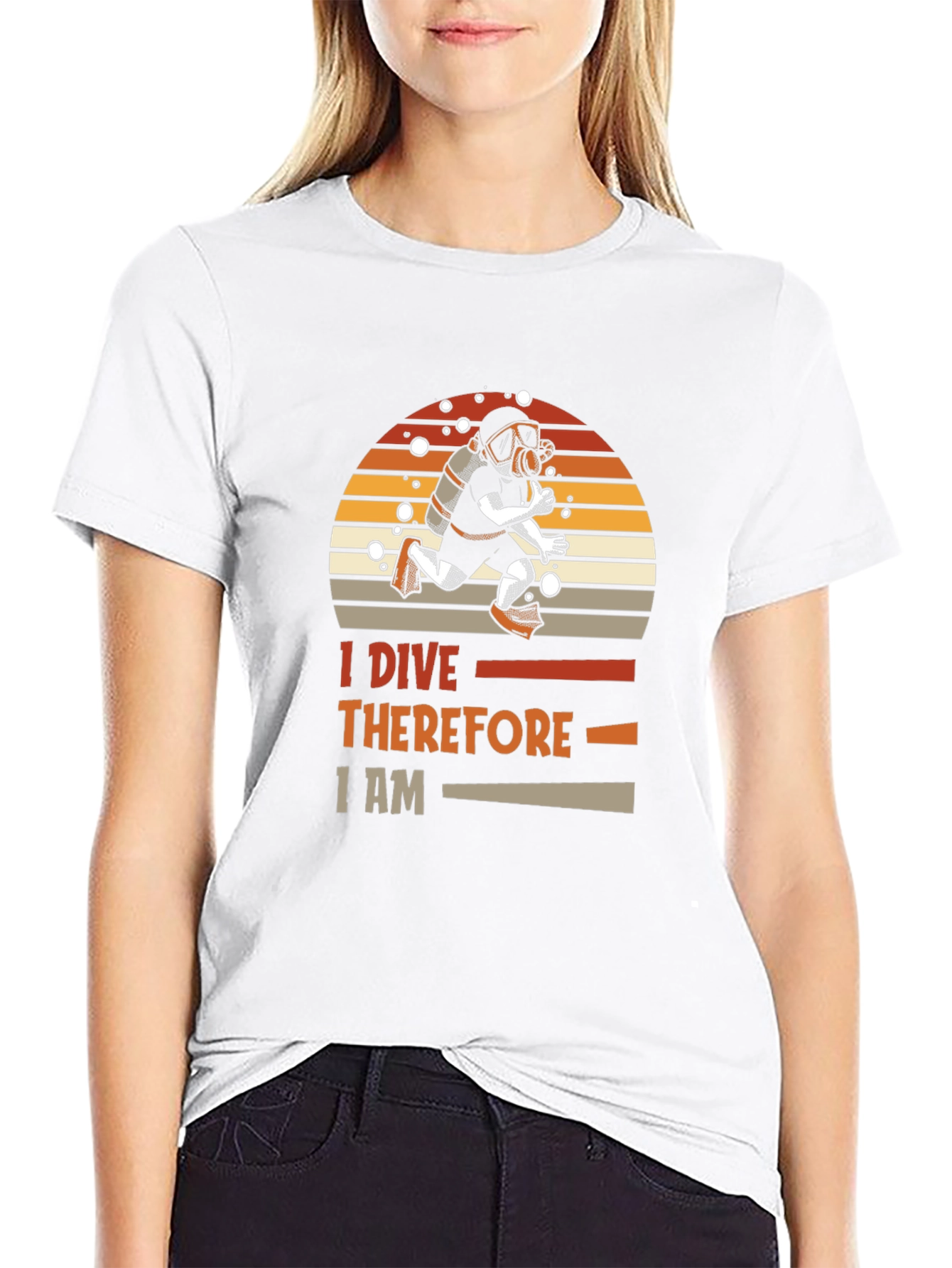 Black I Dive Therefore I Am Graphic T-Shirt view 9