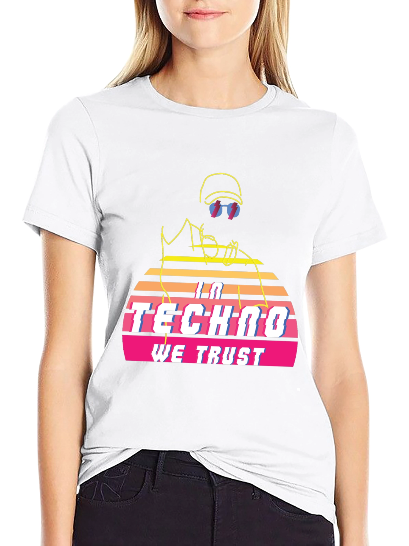 Black In Techno We Trust Retro T-Shirt - Black view 9