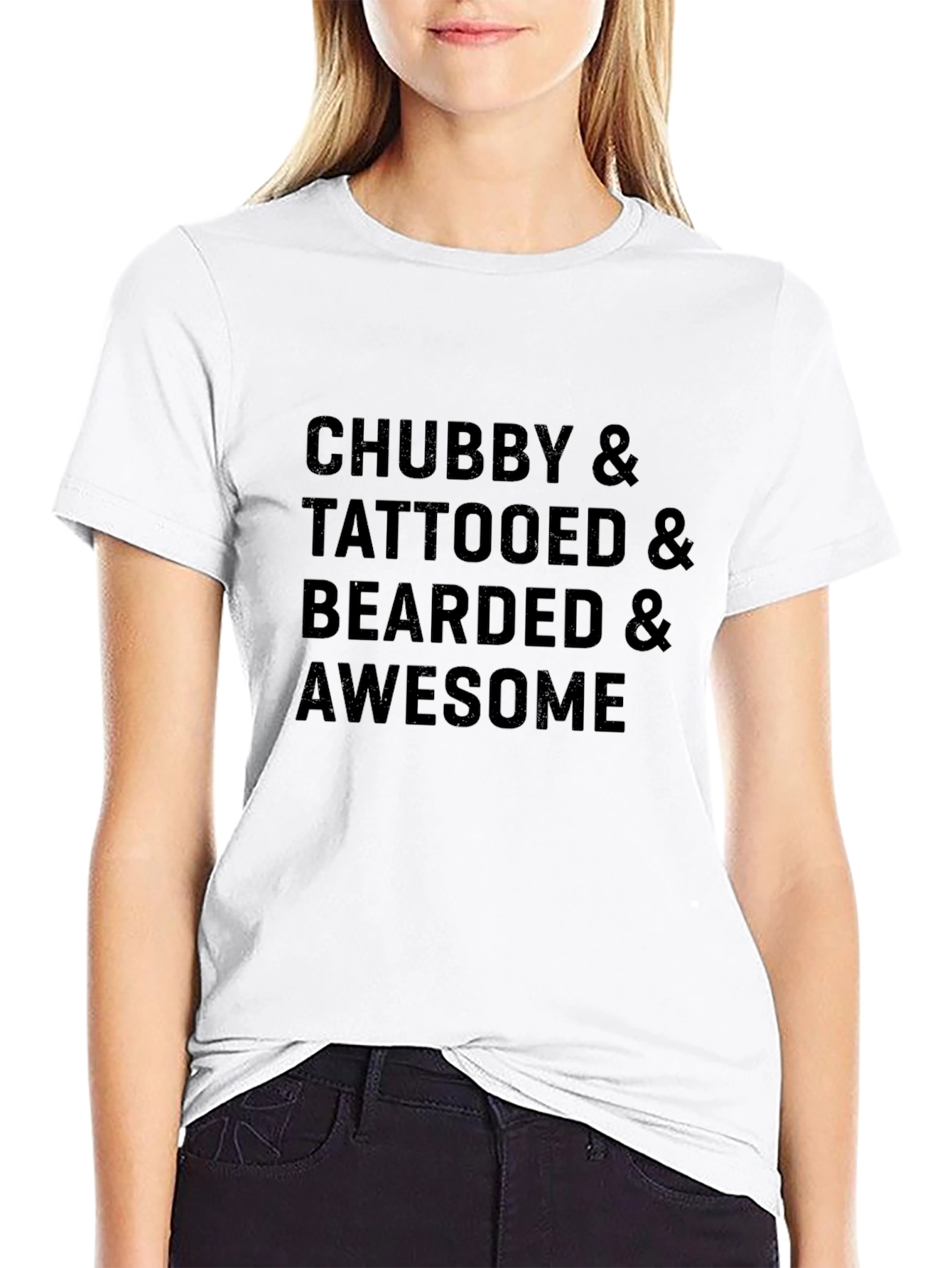 Black Chubby Tattooed Bearded Awesome Black T-Shirt view 9