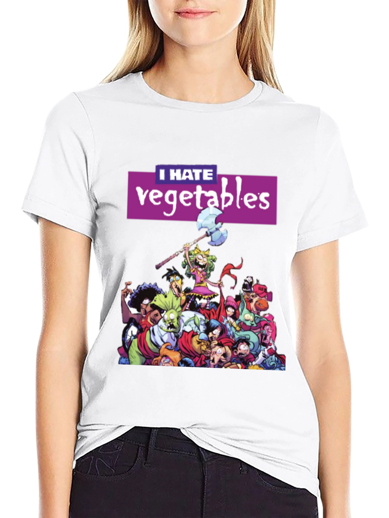 Black I Hate Vegetables Graphic T-Shirt view 9