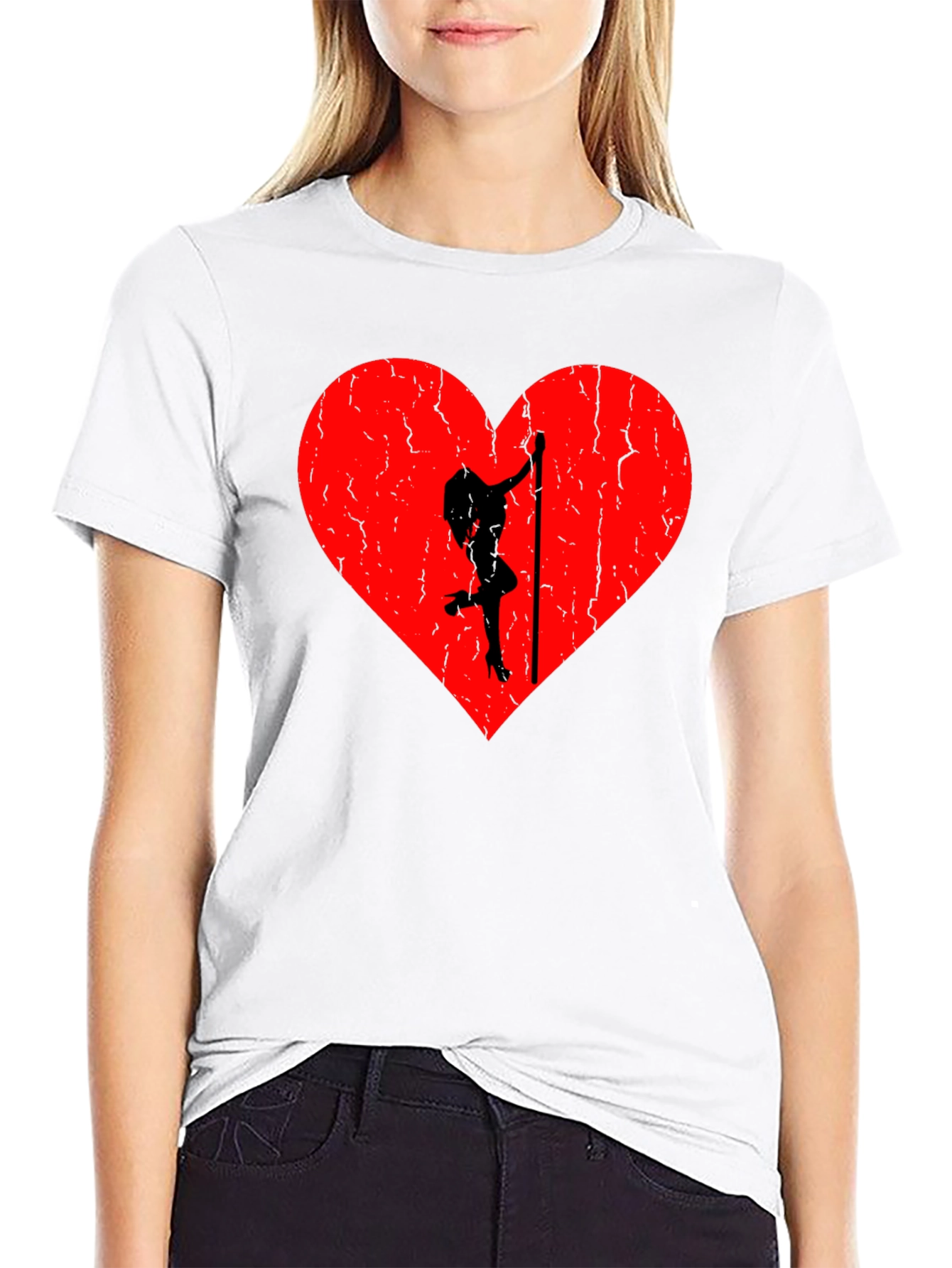 Black Heart Pole Dancer Graphic Tee - Black view 9