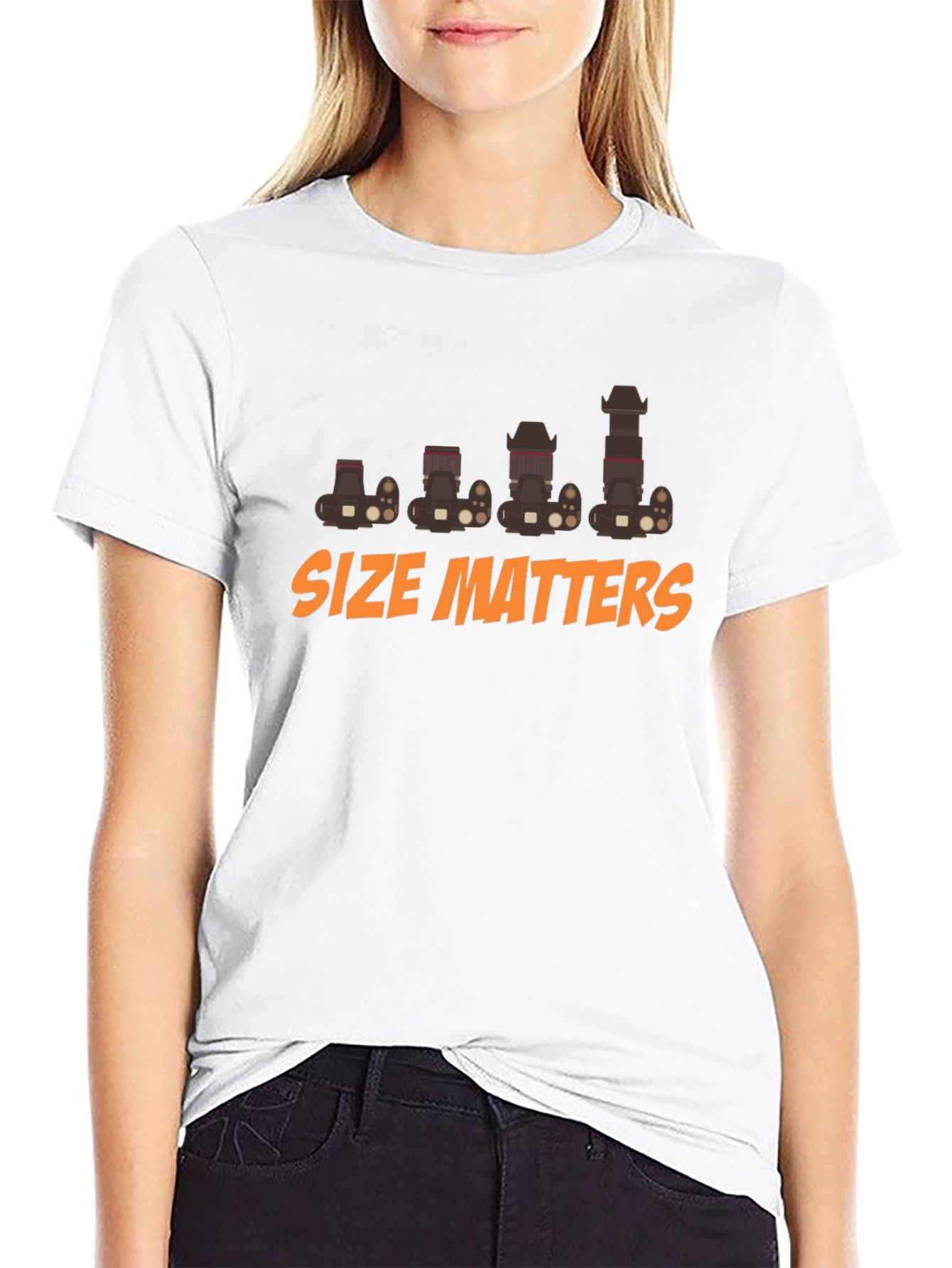 Black Size Matters Camera T-Shirt - Photography Humor view 9