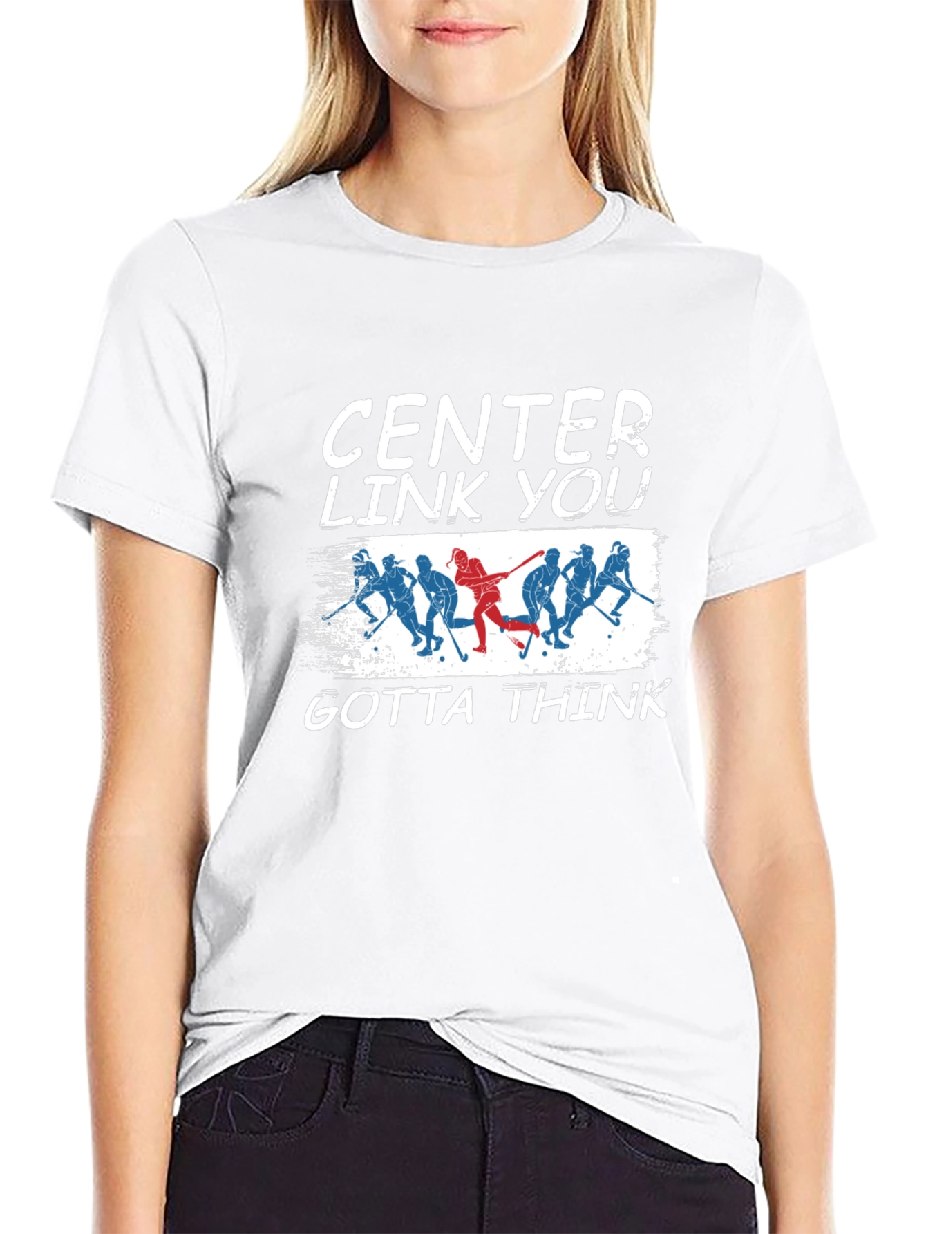 Black Center Link You Gotta Think Hockey Graphic Tee view 9