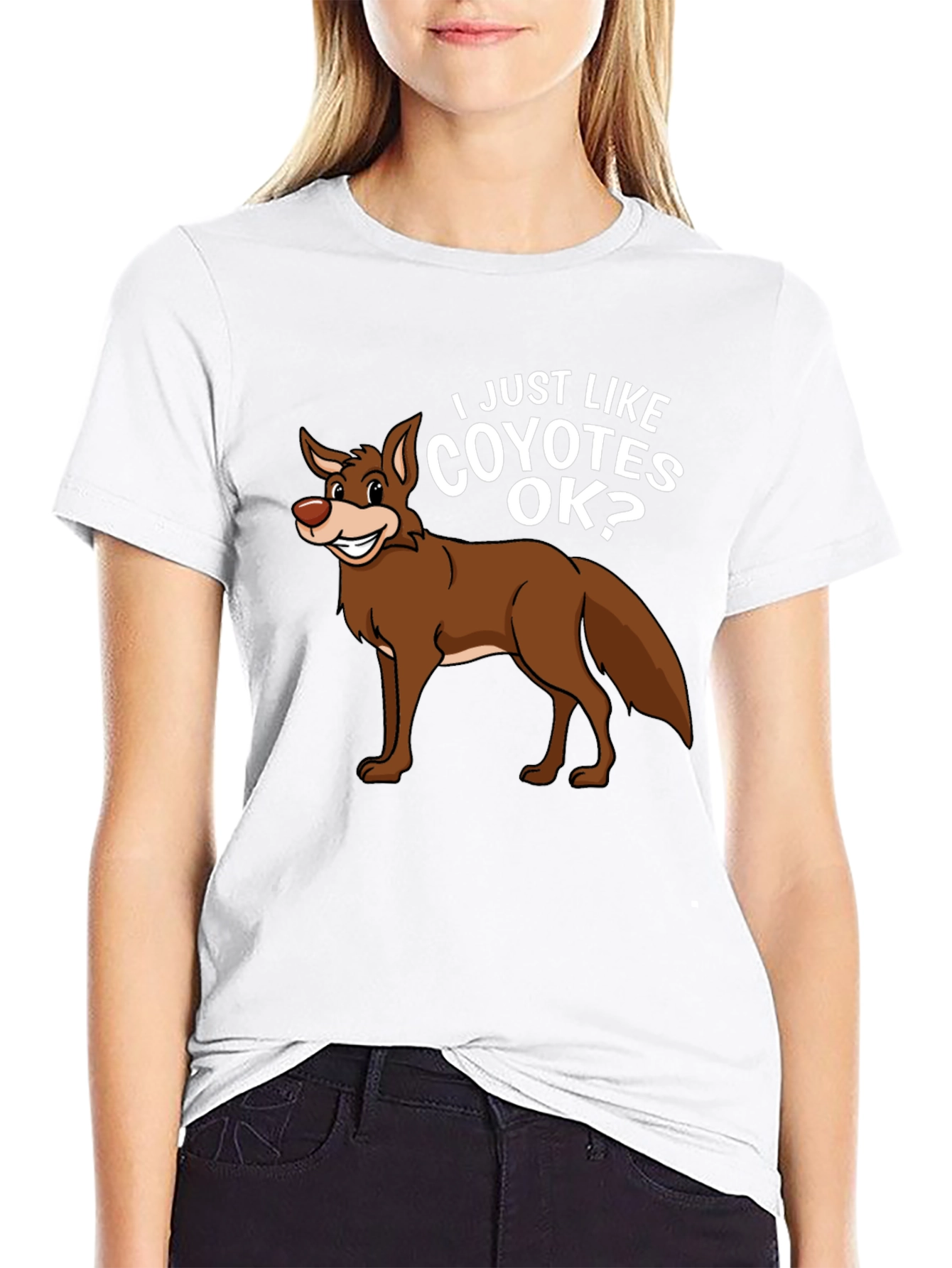 Black I Just Like Coyotes OK? Graphic T-Shirt view 9