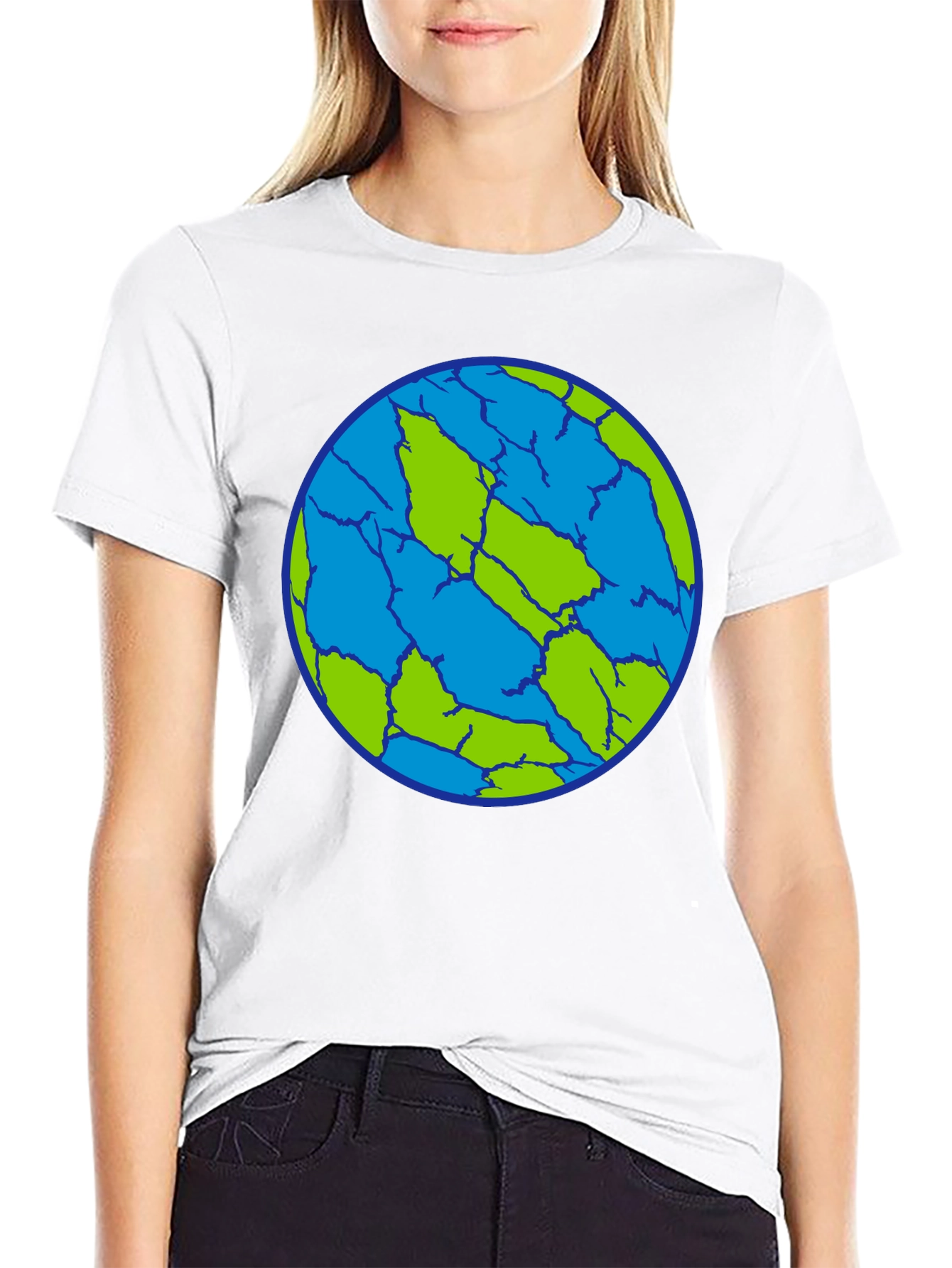 Black Cracked Earth T-Shirt - Unique Planet Design view 9