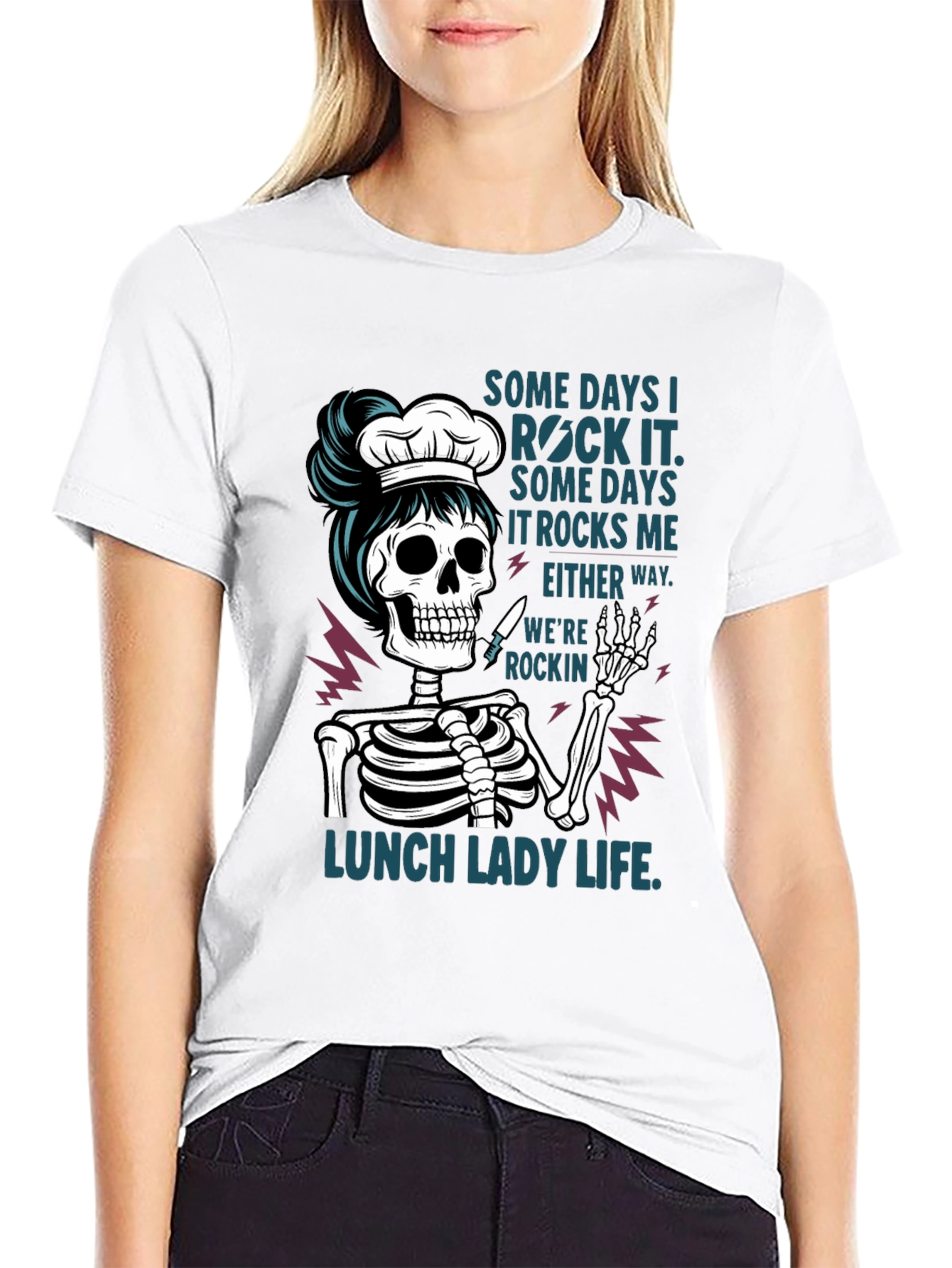 Black Lunch Lady Skeleton T-Shirt - Rockin' Life Tee view 9