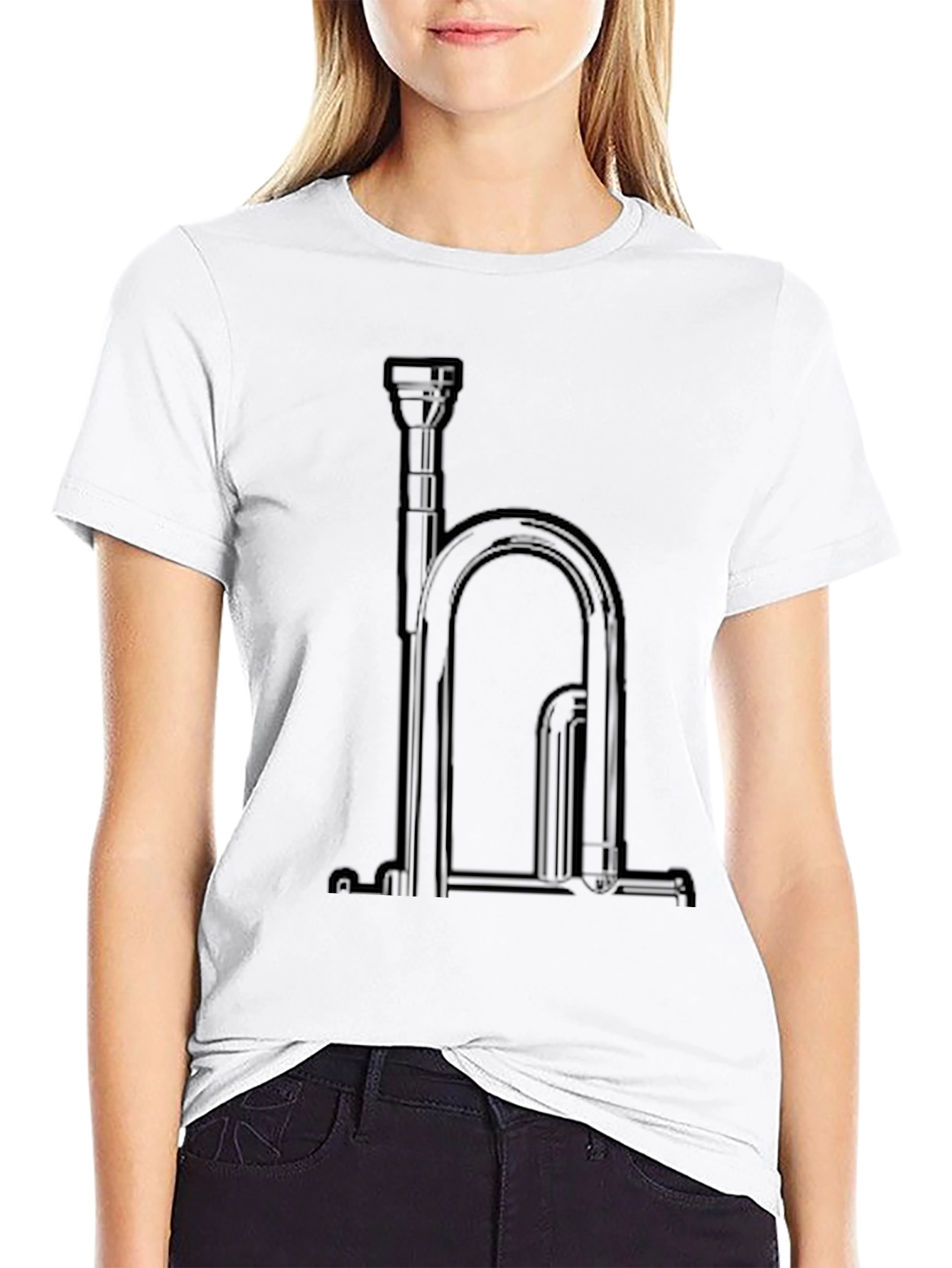 Black Bugle Graphic Black T-Shirt - Music Lover Tee view 9
