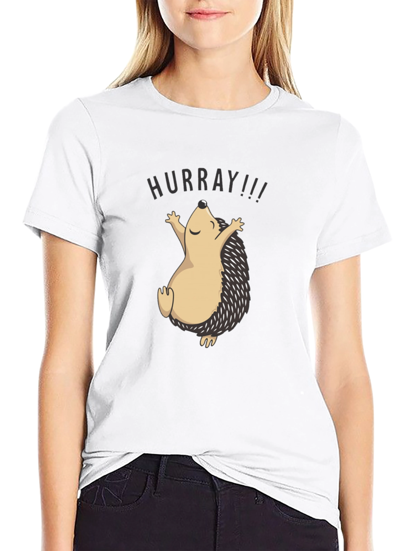 Black HURRAY Hedgehog T-Shirt - Unisex Black Tee view 9