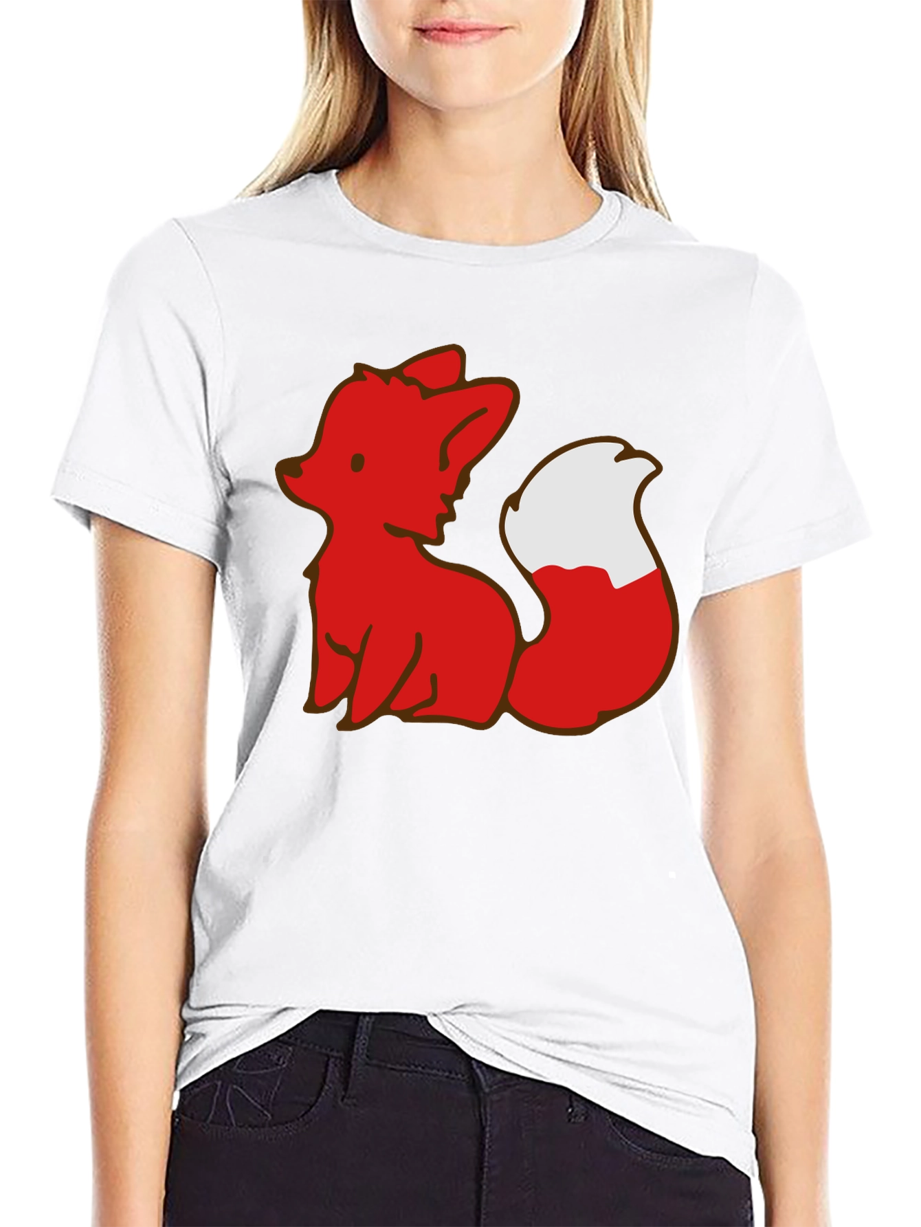 Black Cute Fox Graphic Tee - Black Unisex T-Shirt view 9