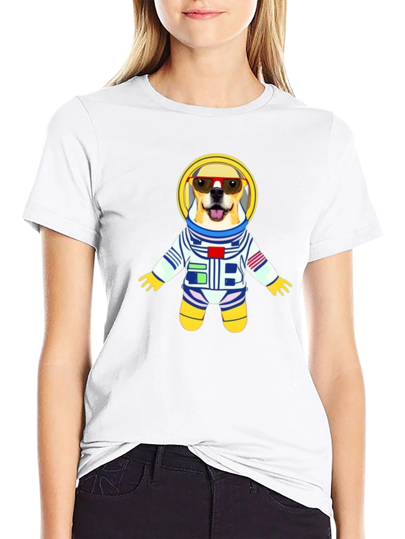 Black Dog Astronaut Graphic Tee - Cool Space Pup T-Shirt view 9