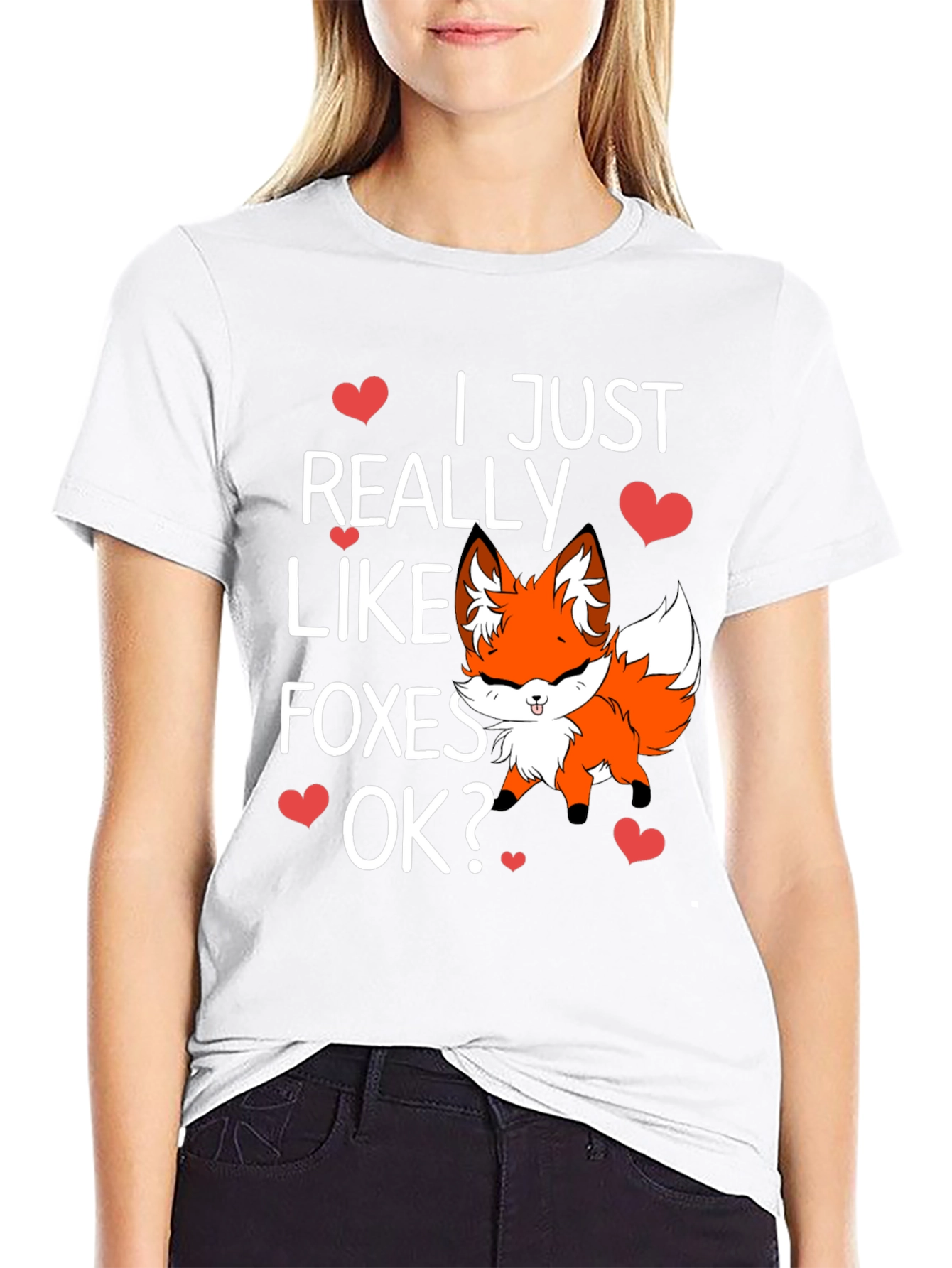 Black Cute Fox Lover T-Shirt - I Just Really Like Foxes OK? view 9
