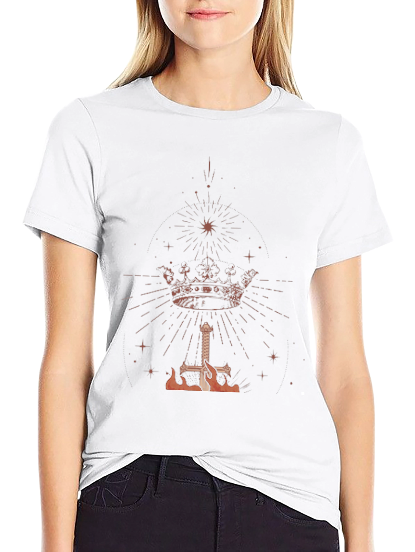 Black Crown and Sword Graphic Black T-Shirt view 9