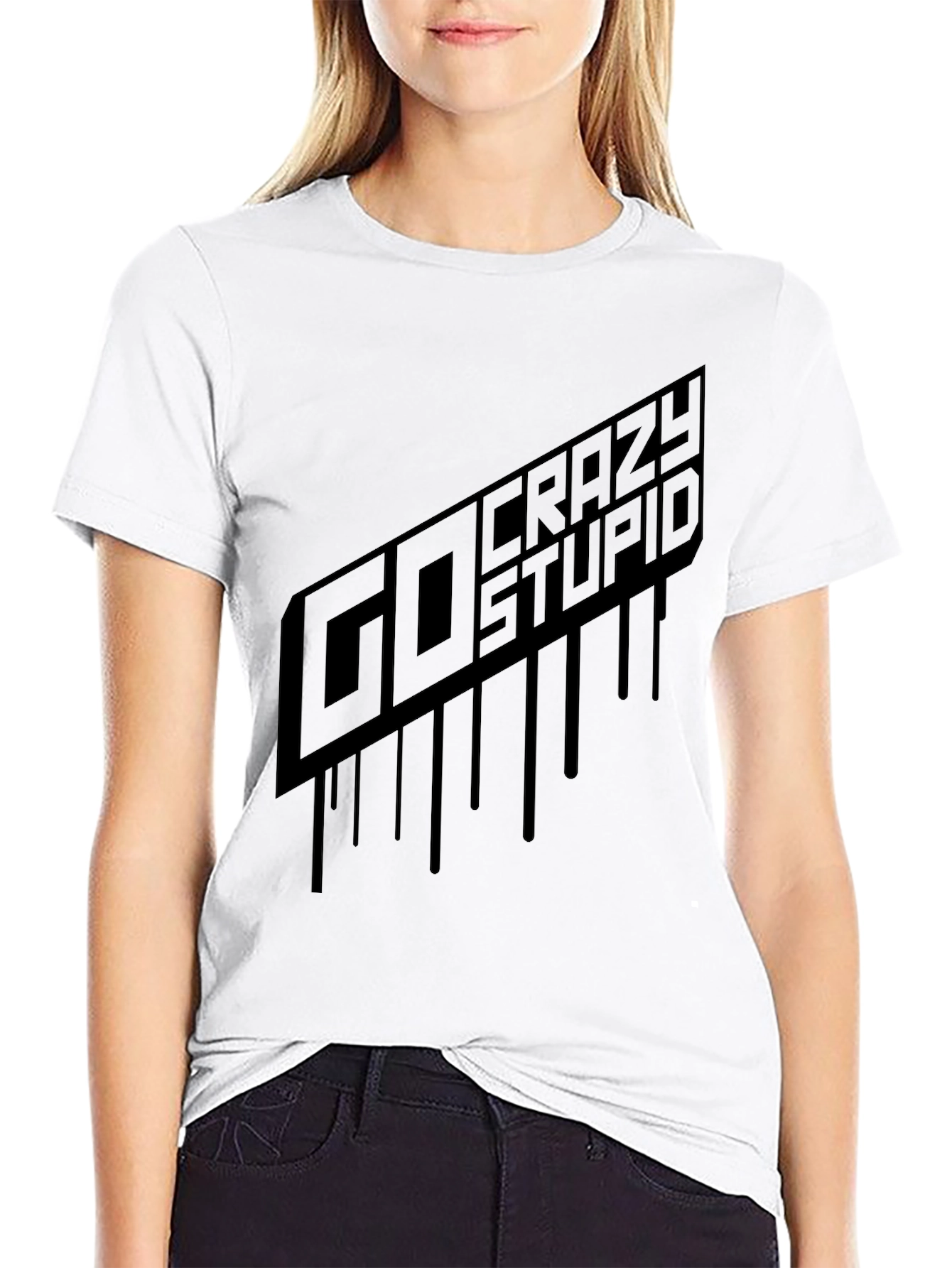 Black Go Crazy Stupid Graphic Tee - Black view 9