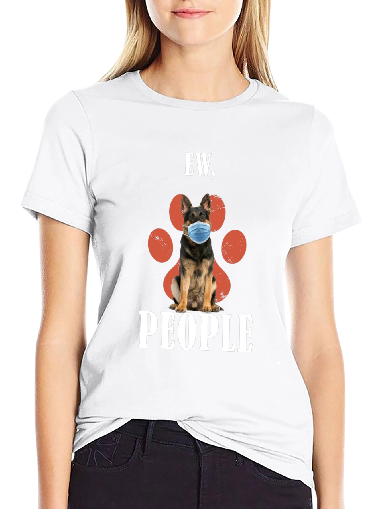 Black Ew, People Dog Paw Print T-Shirt view 9