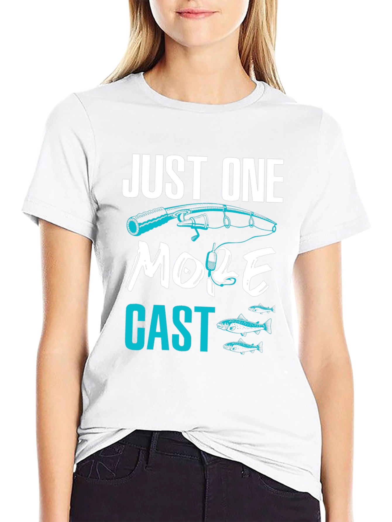 Black Just One More Cast Fishing T-Shirt view 9